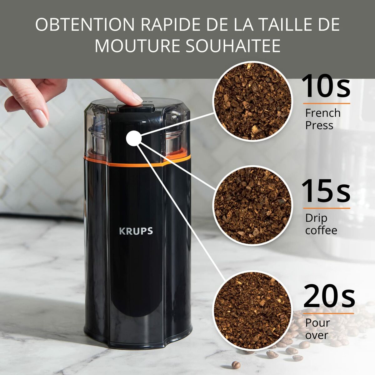Electric Grinder Krups GX332810 Black 175 W 90 g