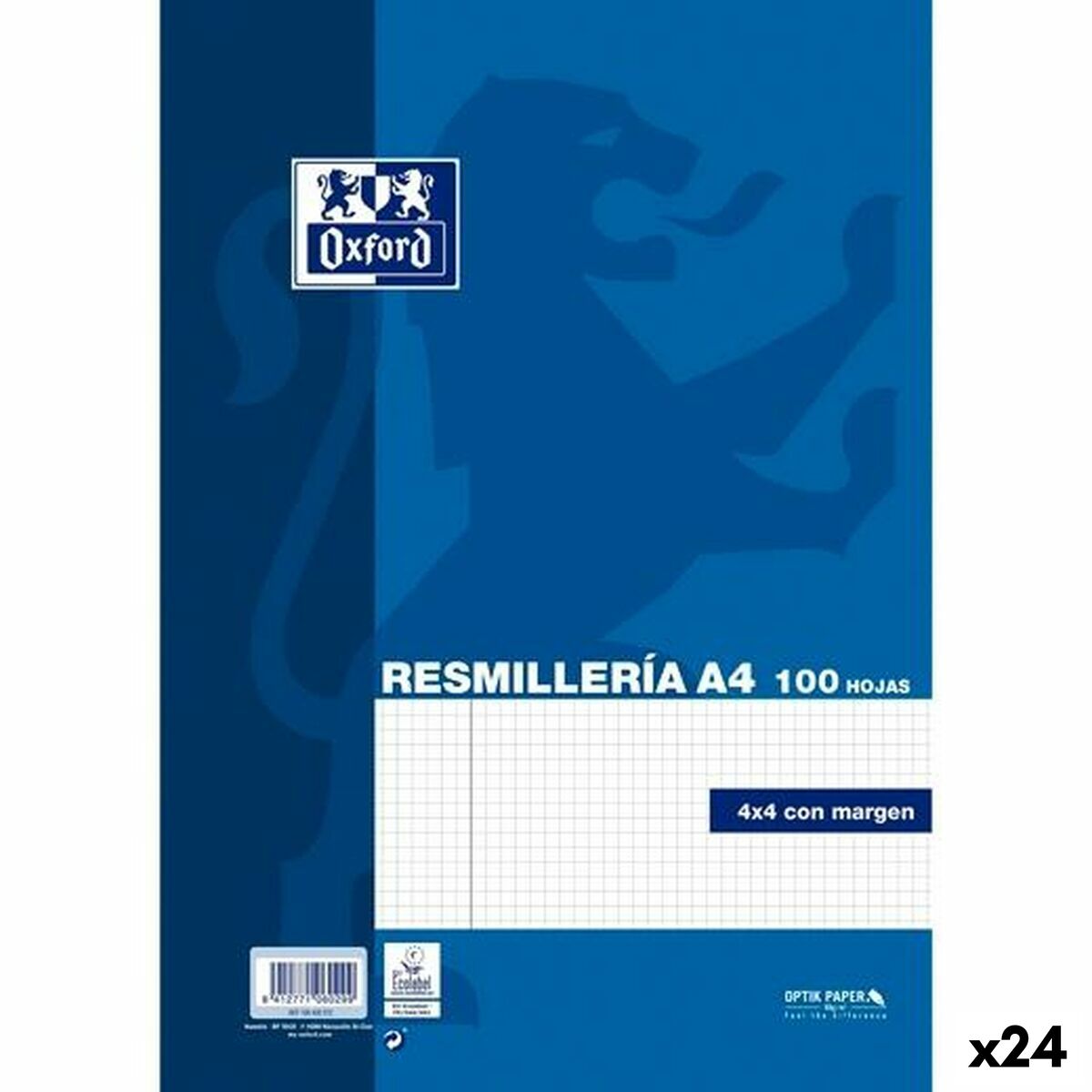 Replacement sheets Oxford OptikPaper Blue A4 100 Sheets (24 Units) Replacement sheets Oxford OptikPaper Blue A4 100 Sheets (24 Units)