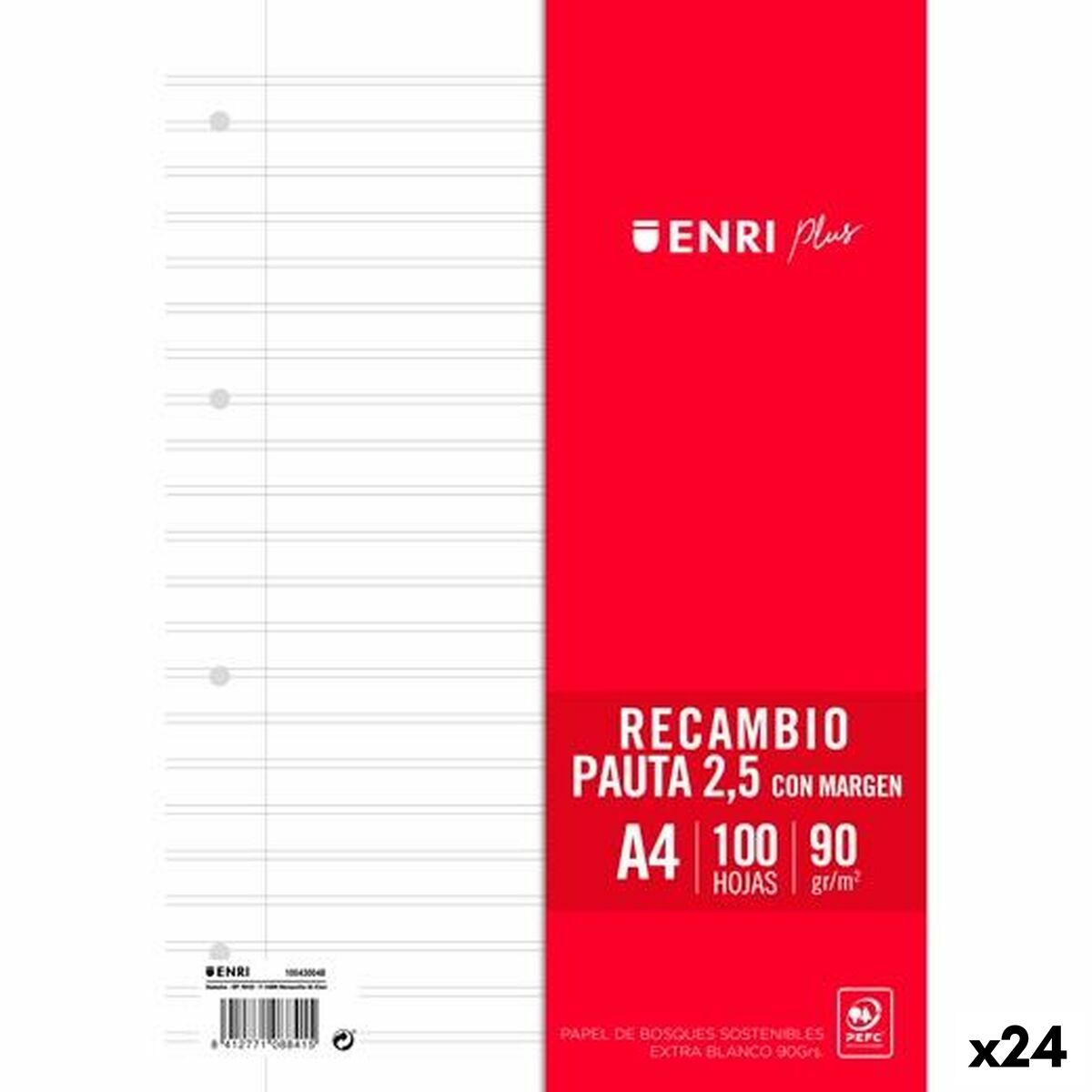 Replacement sheets ENRI White A4 100 Sheets (24 Units)