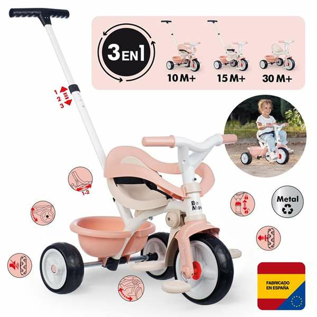 Tricycle Smoby Be Move Confort Pink