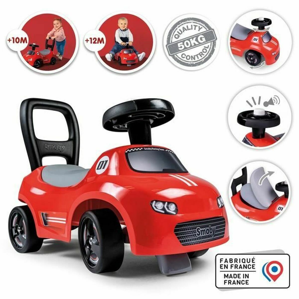 Tricycle Smoby Black Red 2-in-1