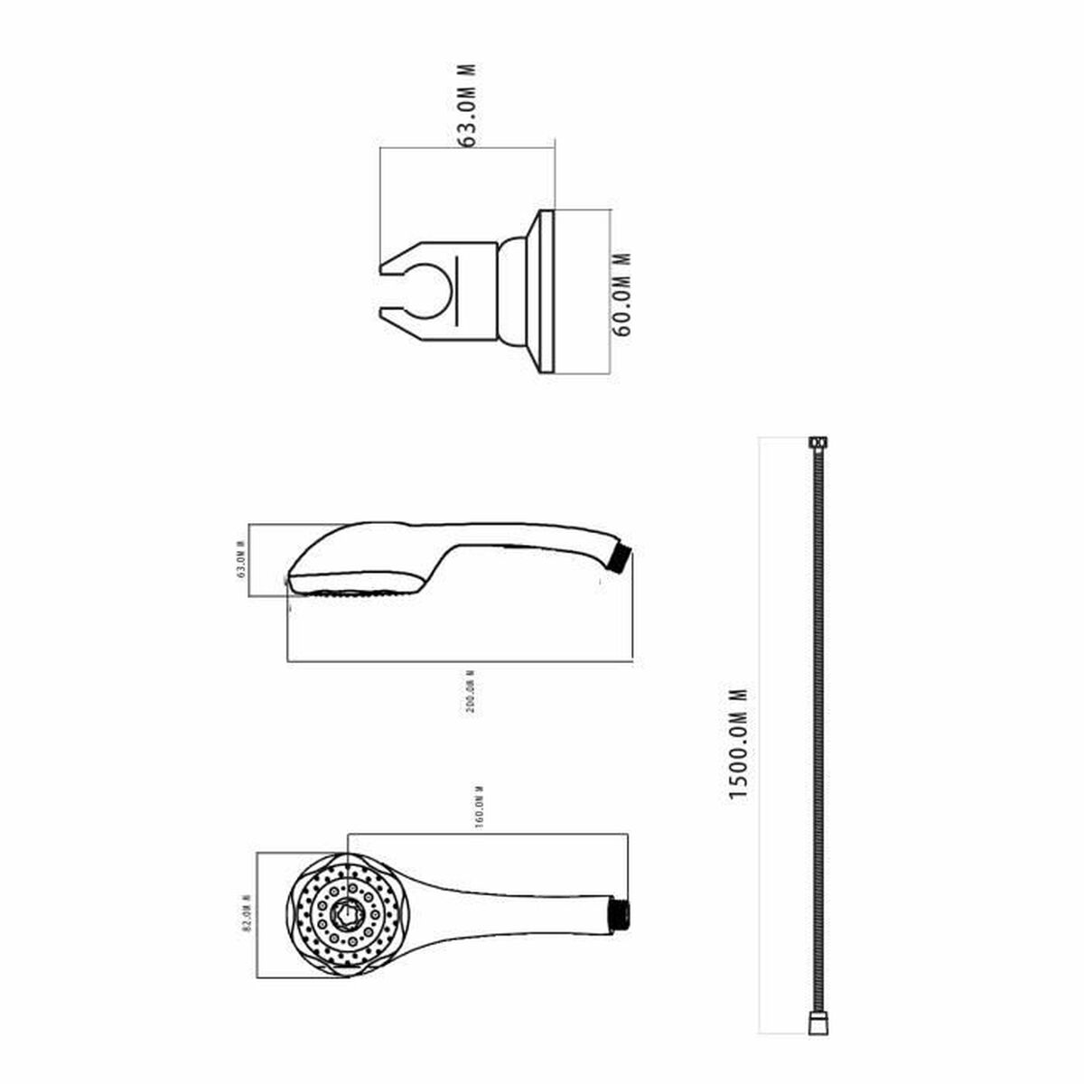 A shower head with a hose to direct the flow Rousseau Heko Stop’O Grey Stainless steel 150 cm 5 Positions