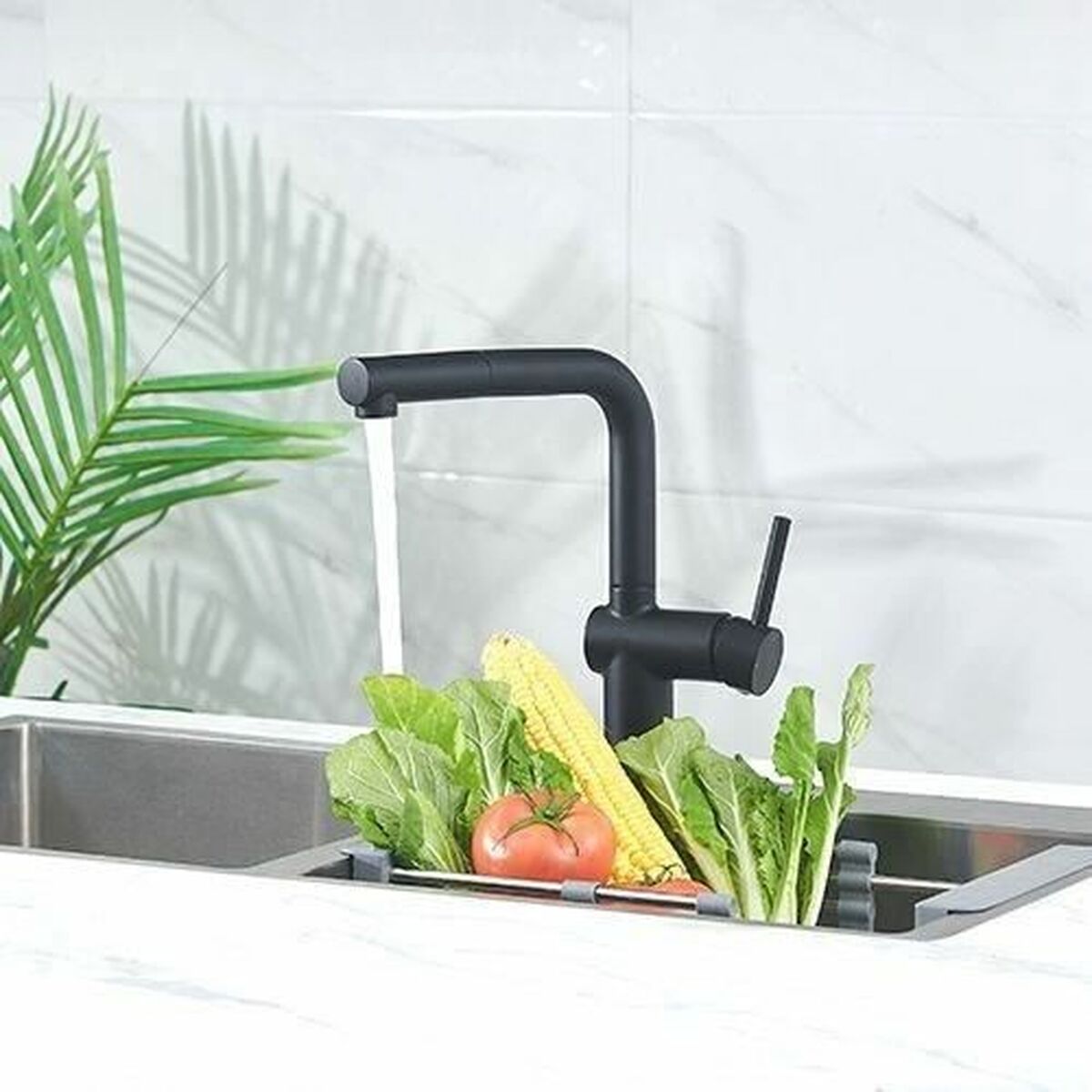 Mixer Tap Edouard Rousseau SQUARE Black Stainless steel C-shaped