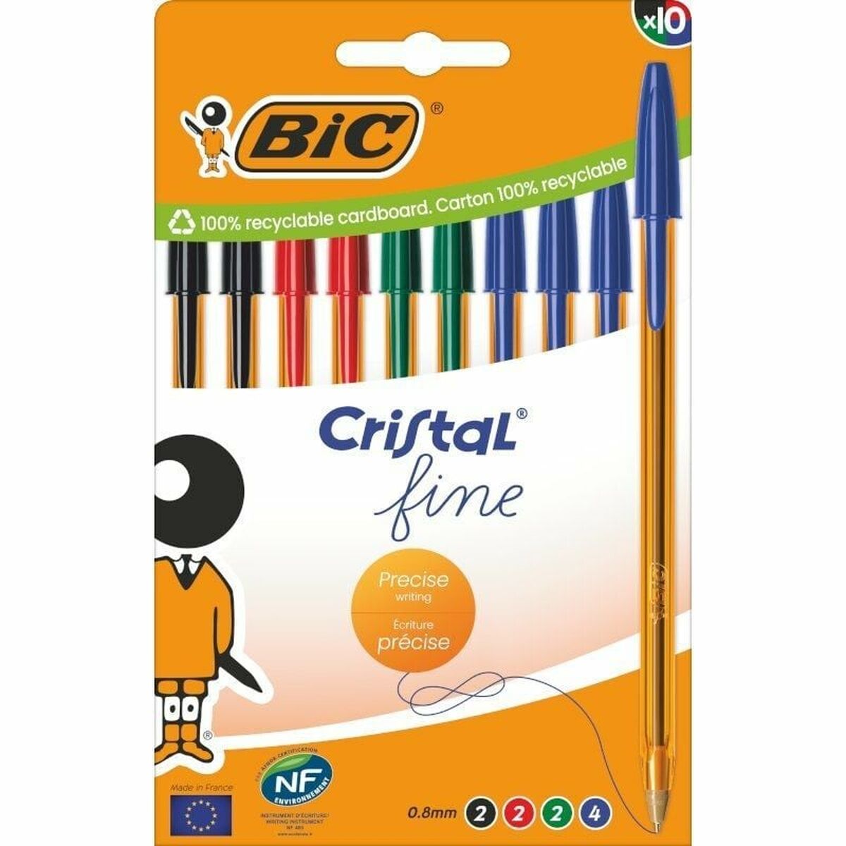 Set of Biros Bic Bic Cristal Fine 516356 Green Multicolour Set of Biros Bic Bic Cristal Fine 516356 Green Multicolour