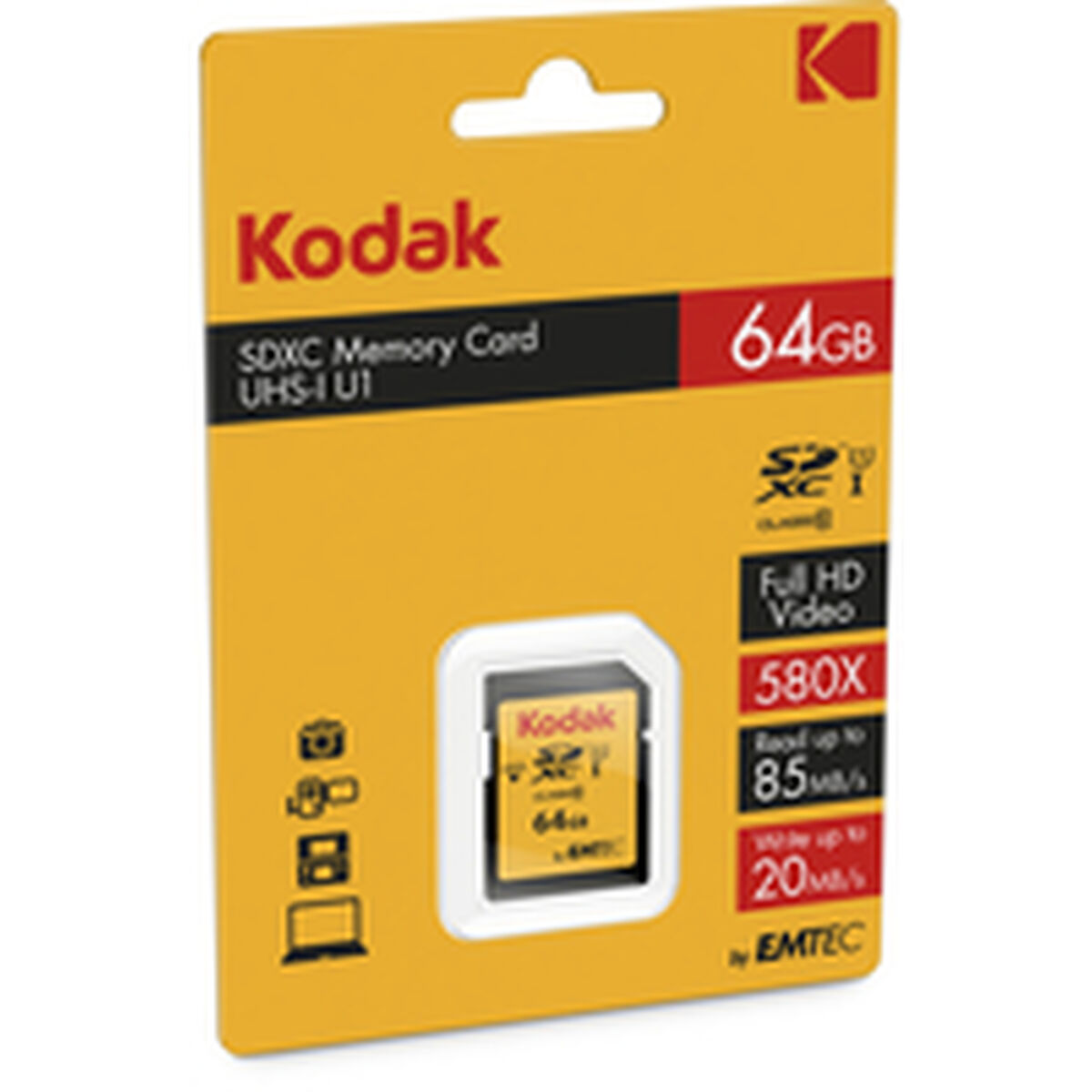 Micro SD Memory Card with Adaptor Kodak EKMSD64GXC10K 64 GB