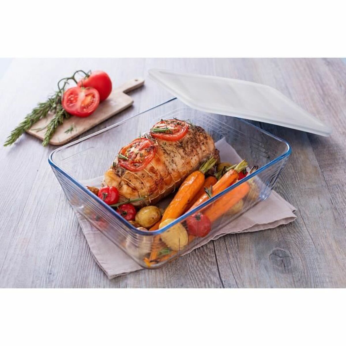 Food Preservation Container Pyrex White Black Transparent Clear Rectangular