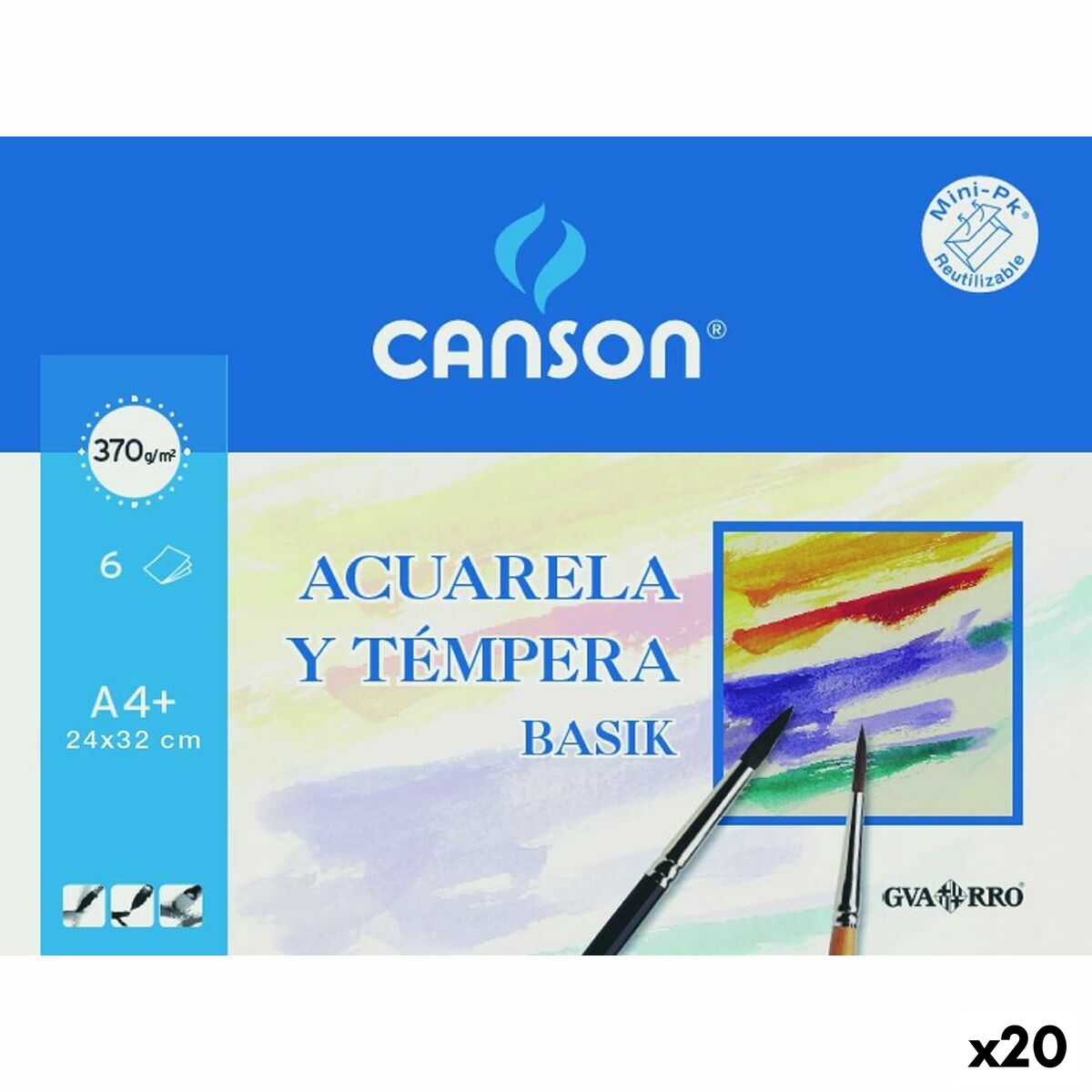 Watercolour paper Canson Basik 6 Sheets (20 Units) Watercolour paper Canson Basik 6 Sheets (20 Units)