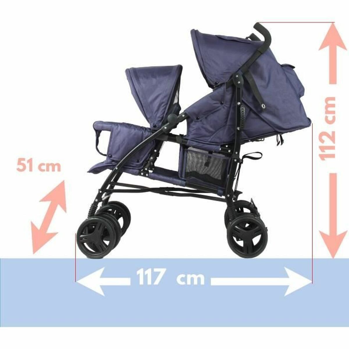 Baby’s Pushchair Bambisol Double Cane Navy Blue