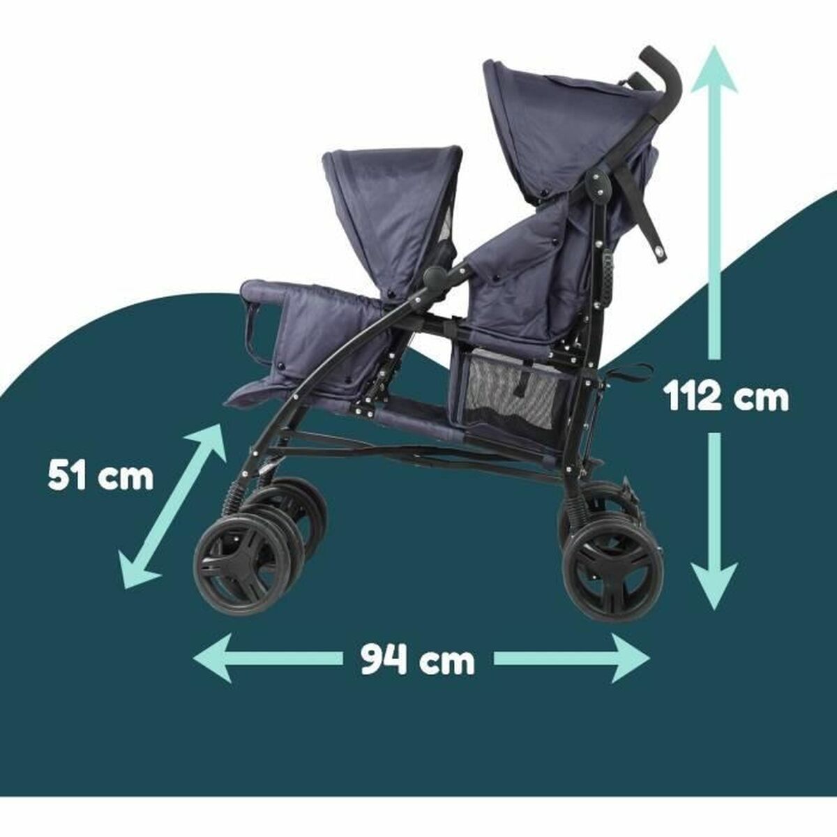 Baby’s Pushchair Bambisol Double Cane Navy Blue