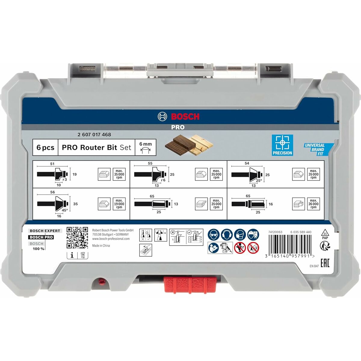 Multipurpose router bit set BOSCH 6 mm 6 Pieces