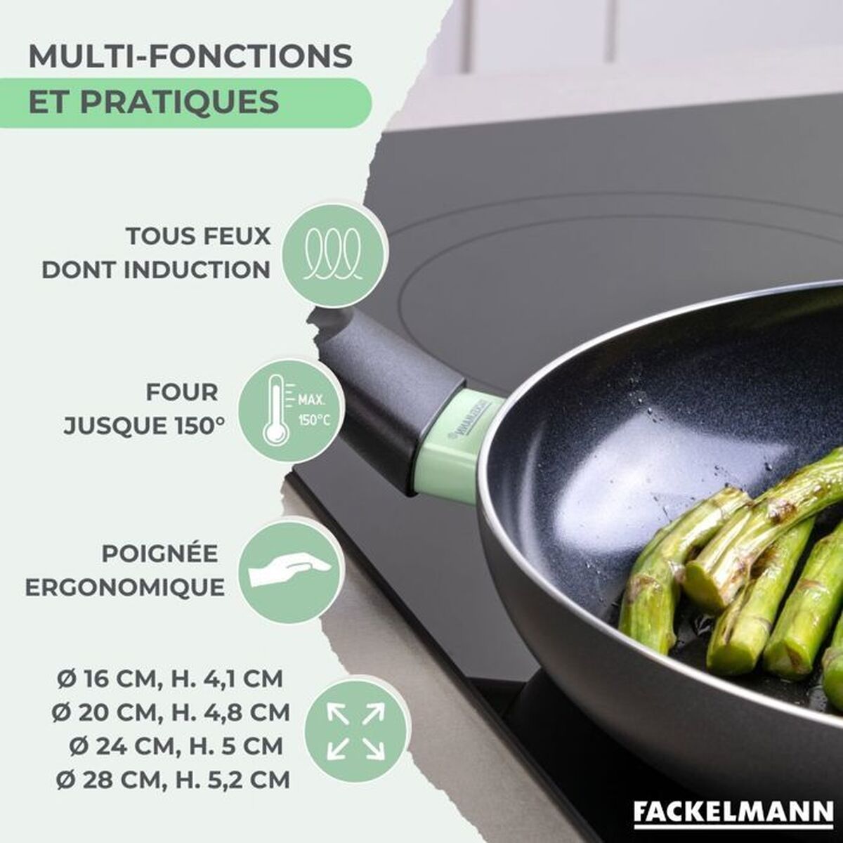 Set of Frying Pans Fackelmann Brandao Ceramic 4 Pieces