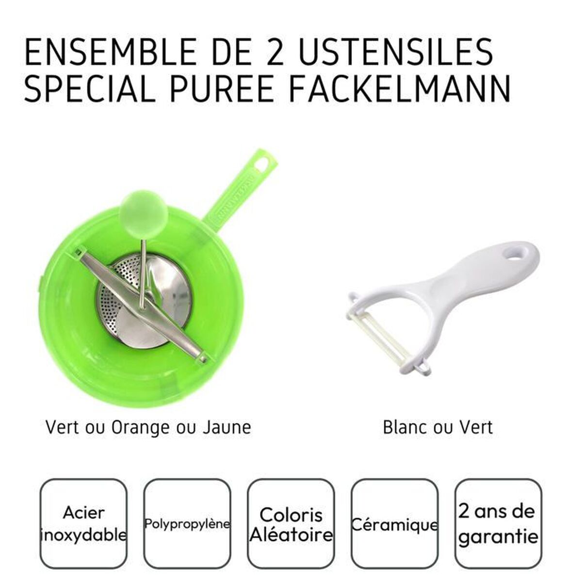 Kitchen utensils Fackelmann Vert Ceramic Stainless steel Plastic 20 x 40 x 30 cm 2 Pieces