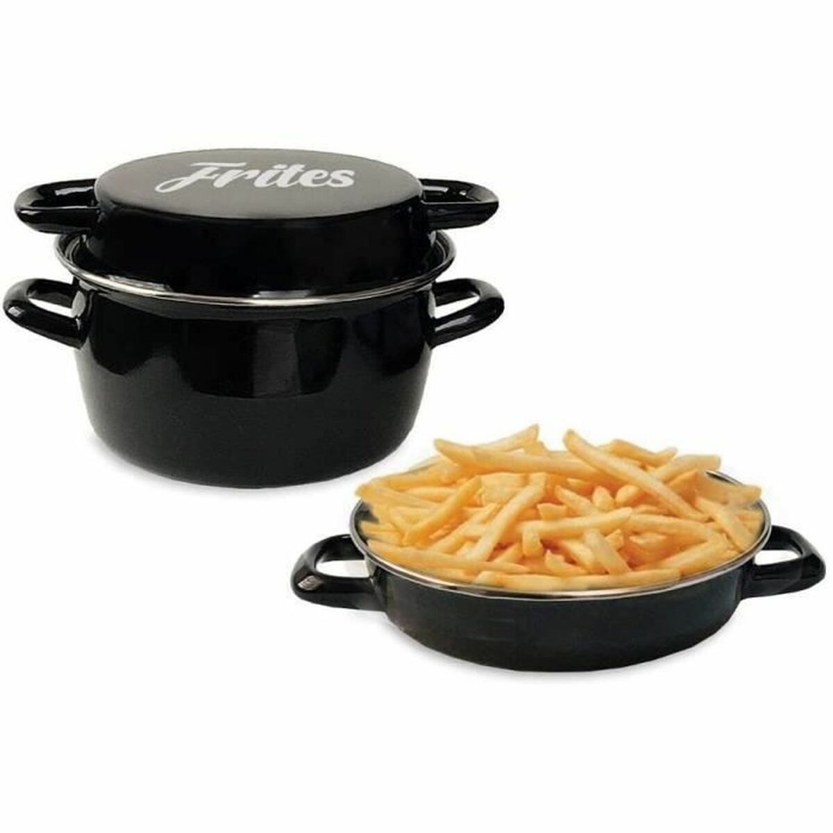 Deep-fat Fryer Baumalu Black Enamelled Steel Deep-fat Fryer Baumalu Black Enamelled Steel