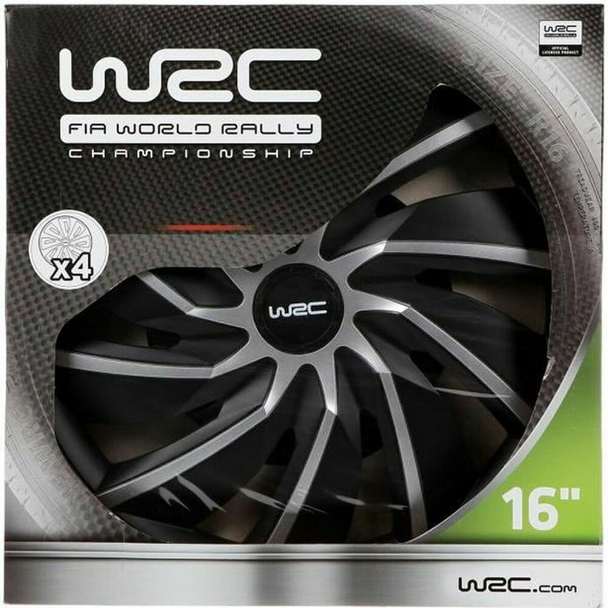 Hubcap WRC WRC 4 Turbo Grey Silver Matte back 16″ 4 Pieces
