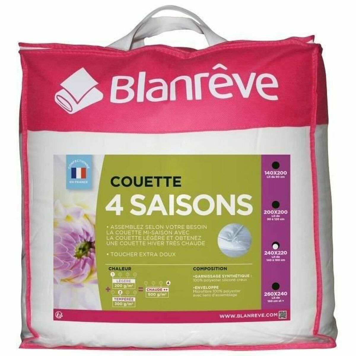 Duvet Blanreve 4 season White 220 x 240 cm 300 g/m