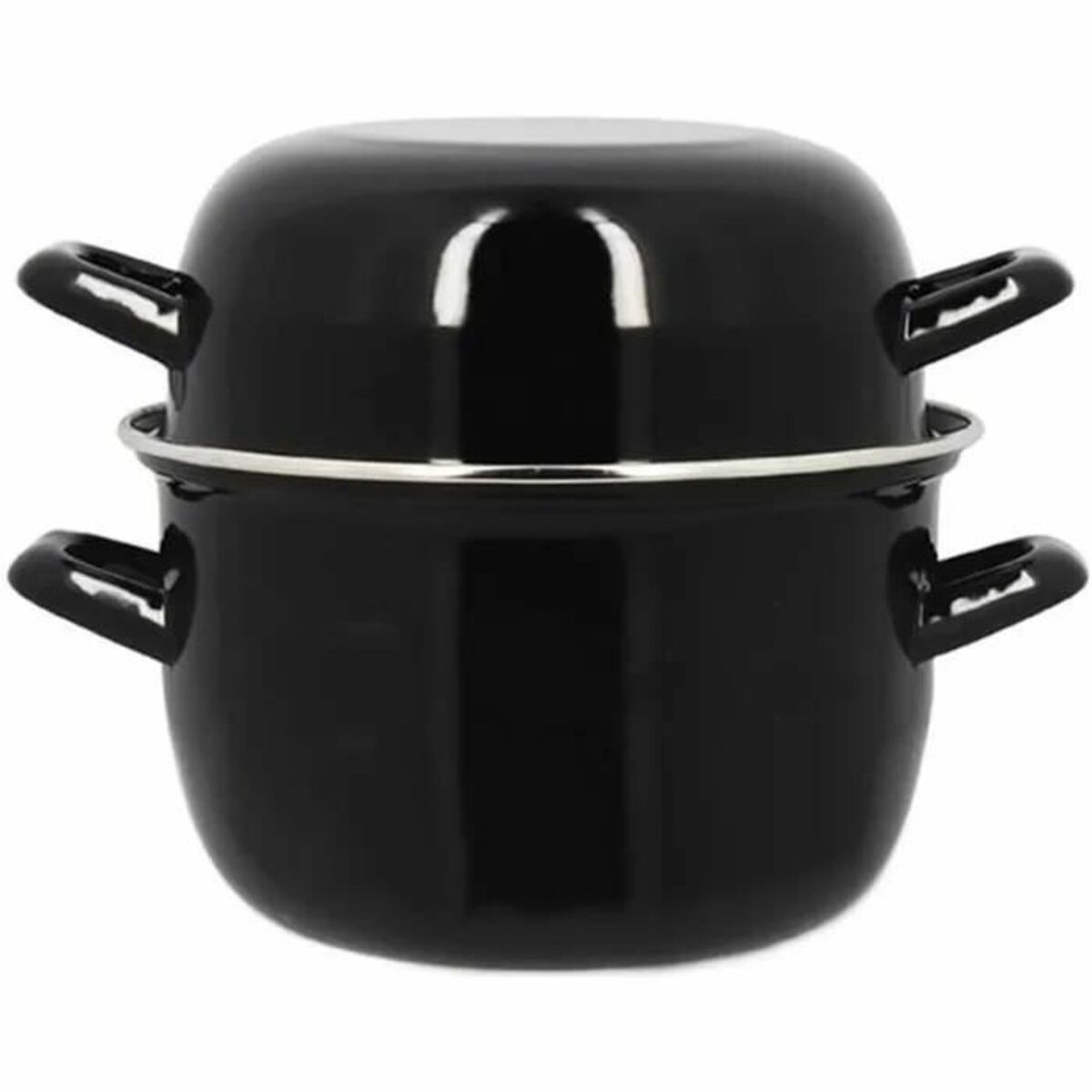 Casserole with Lid Menastyl Black Glazed enamelled steel 2 Pieces