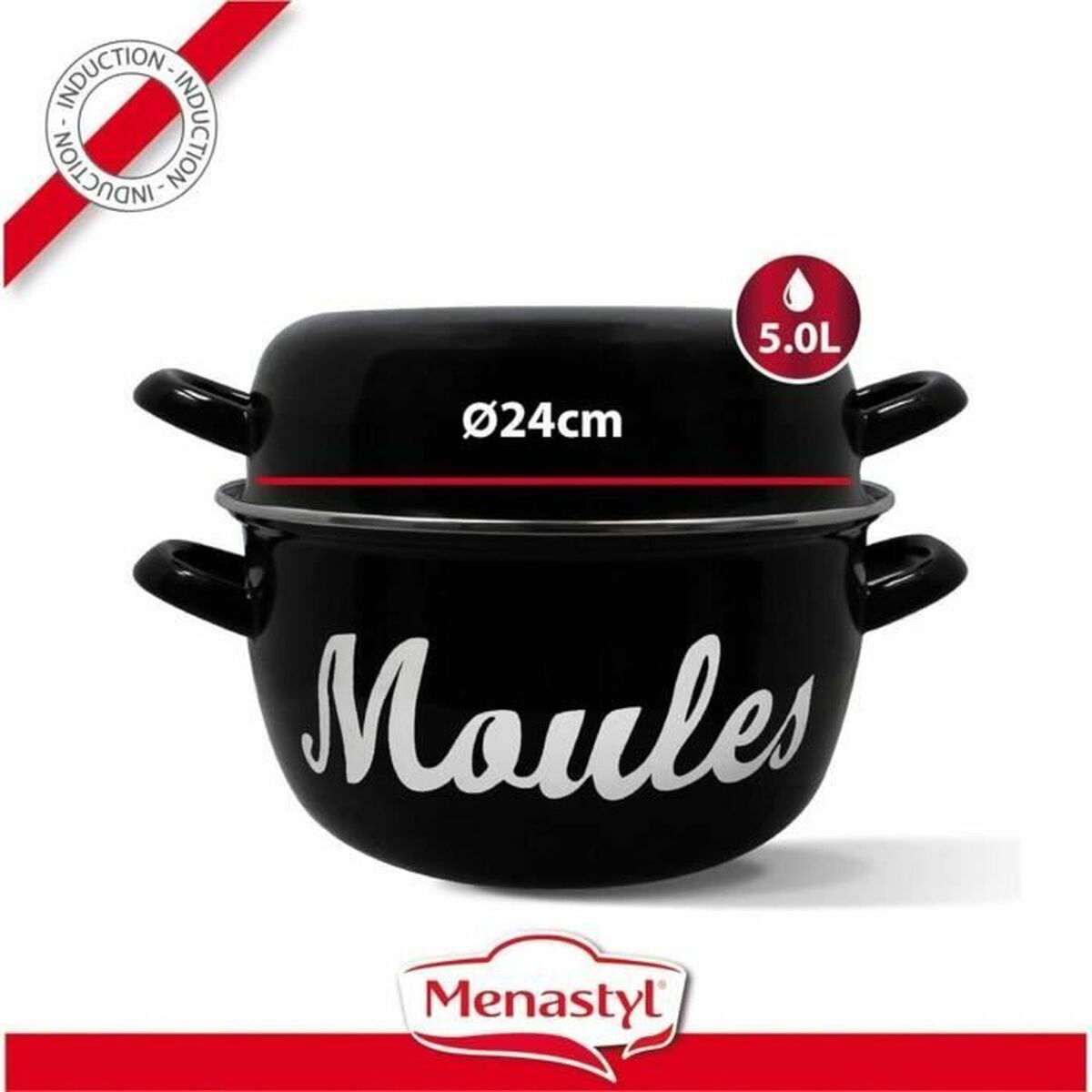 Pan Menastyl Black Glazed enamelled steel