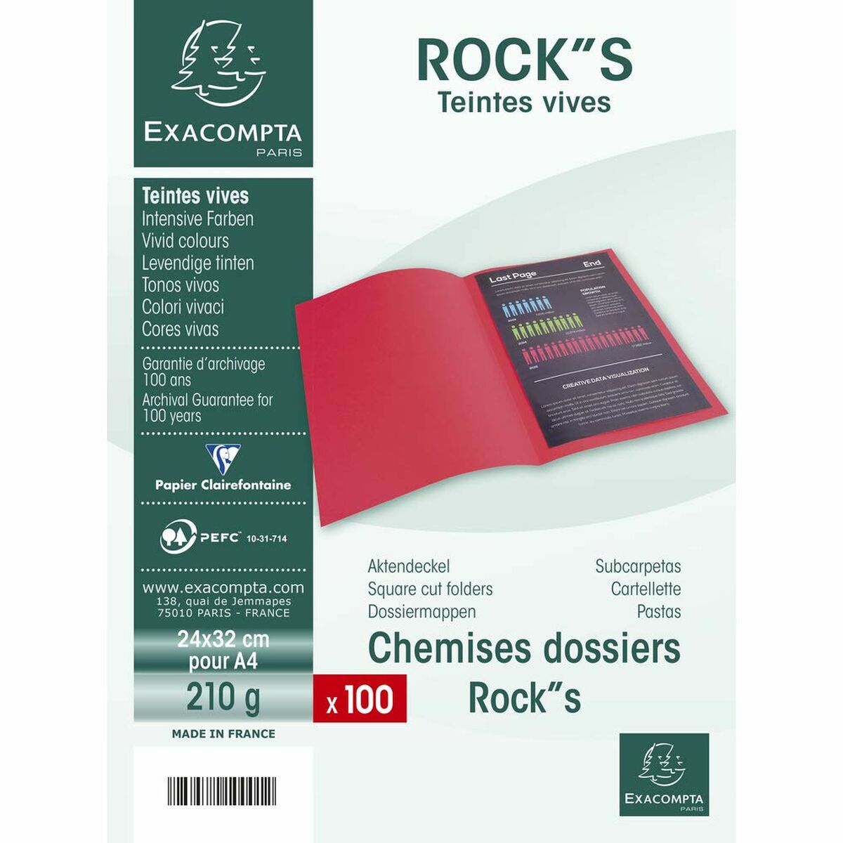 Subfolder Exacompta Rock’s Mint A4 100 Pieces