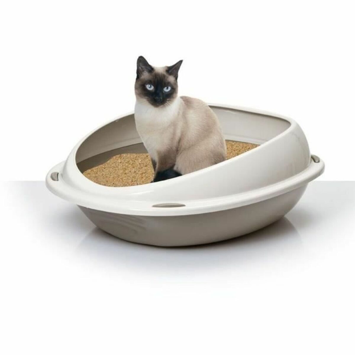 Cat Litter Box Aim 57 x 40 x 19 cm Beige Plastic