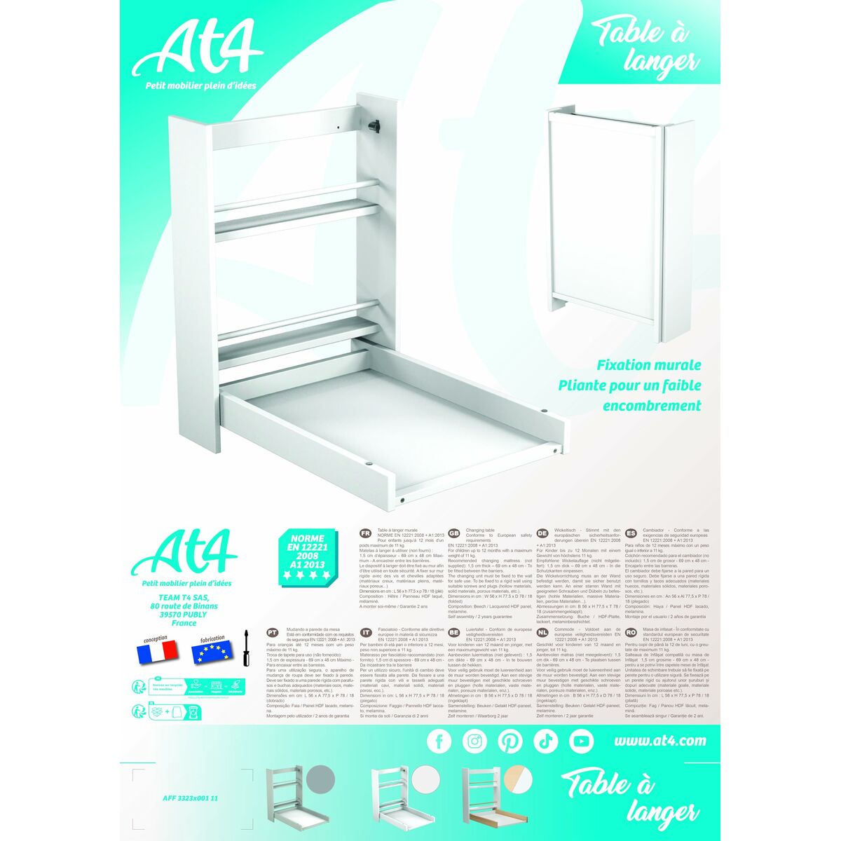 Changer beech wood 56 x 77,5 x 78 cm