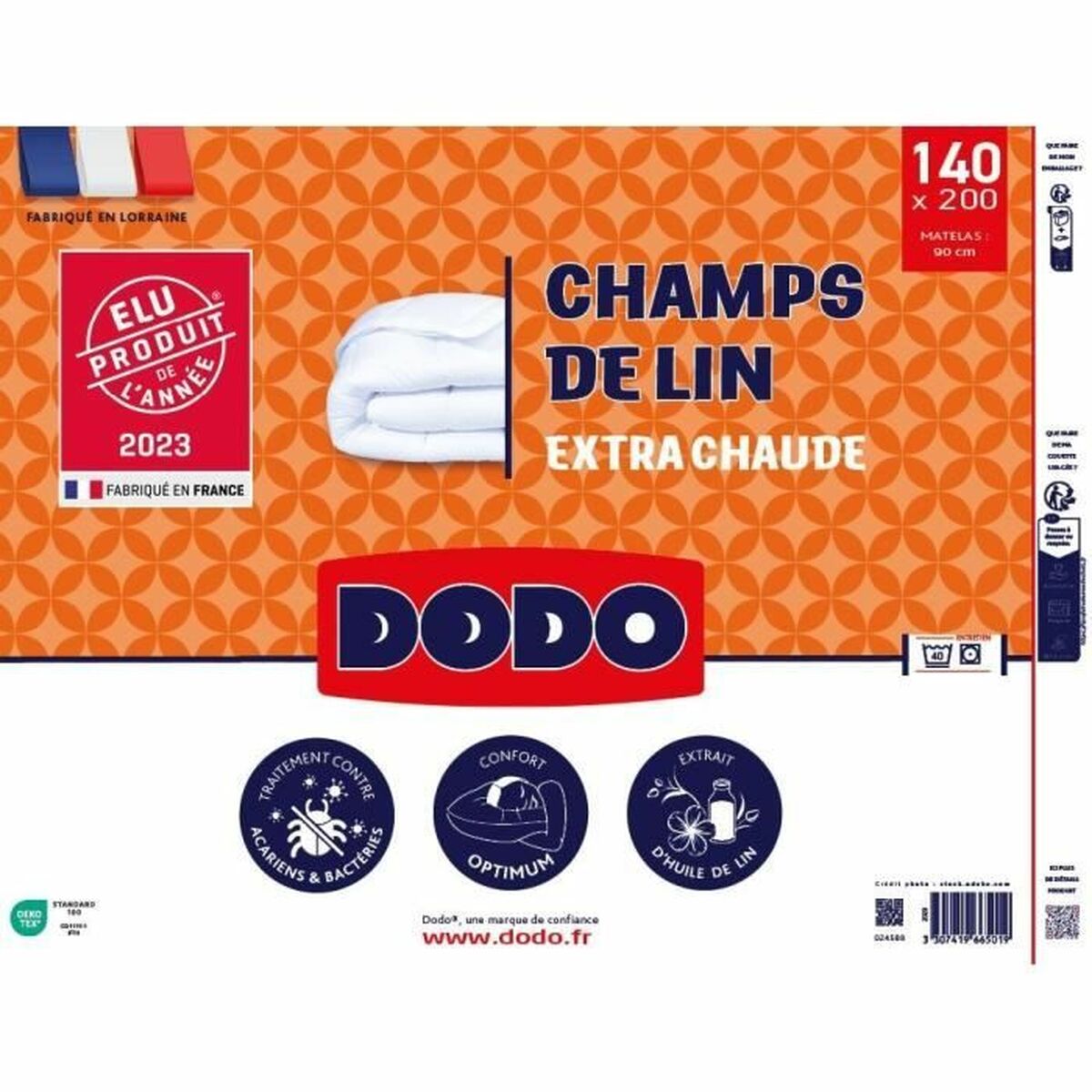 Duvet DODO Champs de Lin 140 x 200 cm White 450 g/m