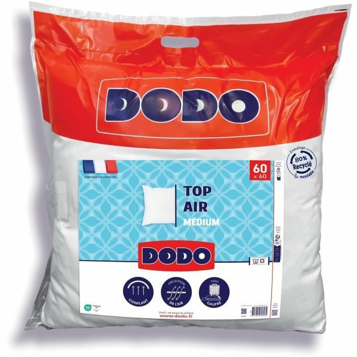Pillow DODO MEDIUM TOP AIR White 60 x 60 cm Pillow DODO MEDIUM TOP AIR White 60 x 60 cm