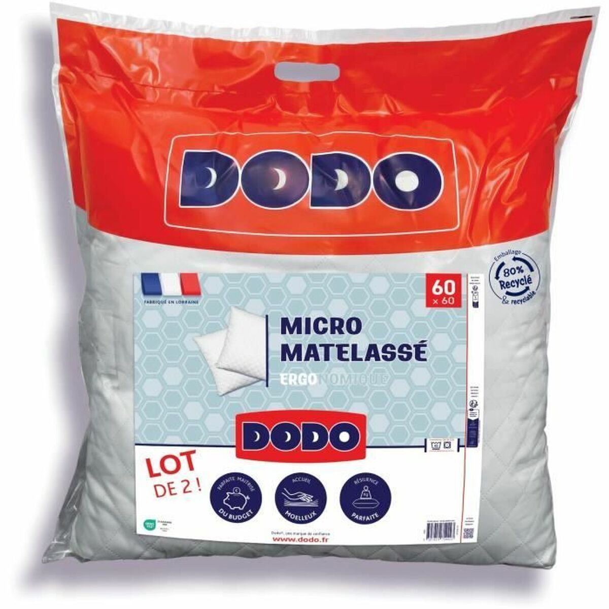 Pillow DODO White 60 x 60 cm (2 Units) Pillow DODO White 60 x 60 cm (2 Units)