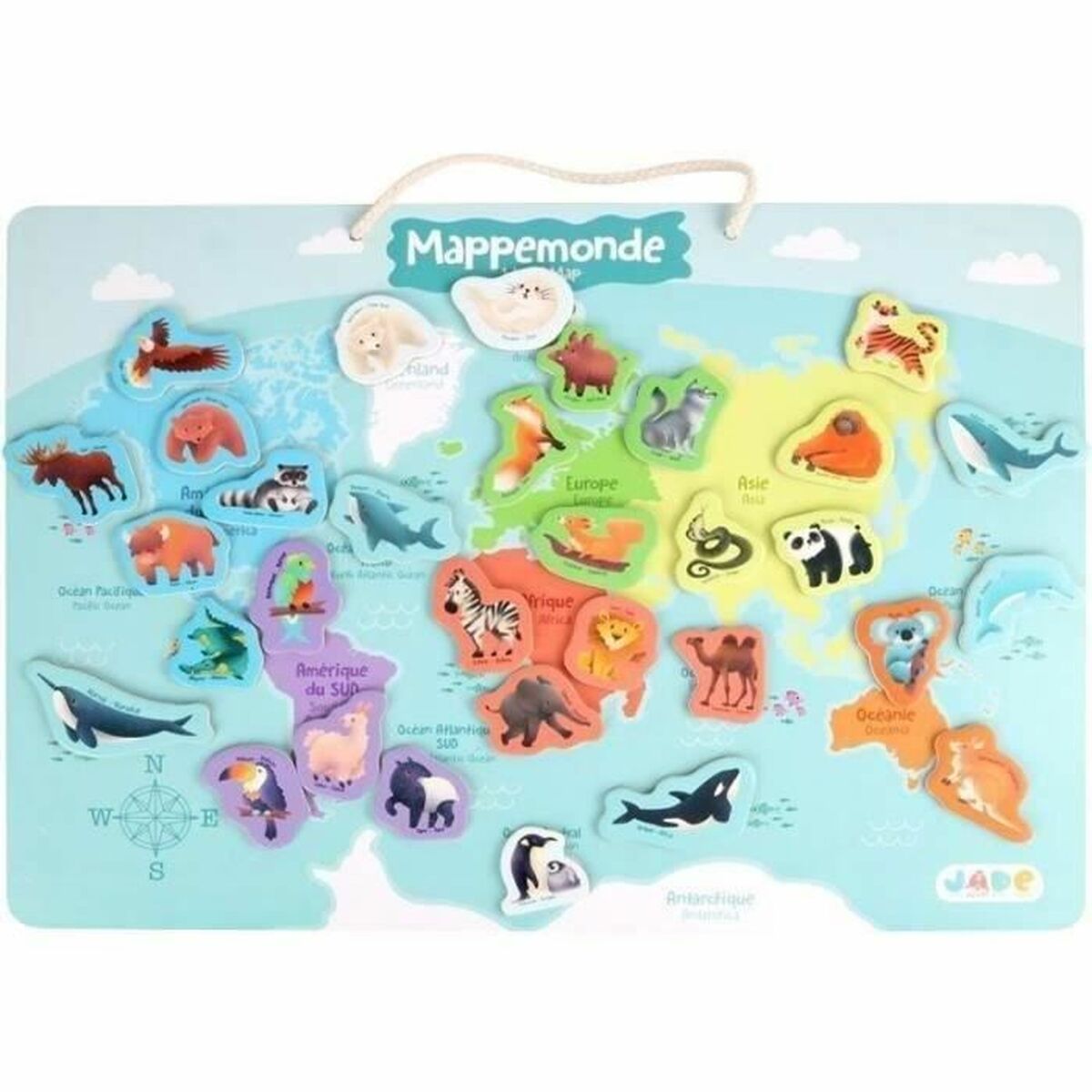 Educational Game 40 x 30 cm Multicolour World Map