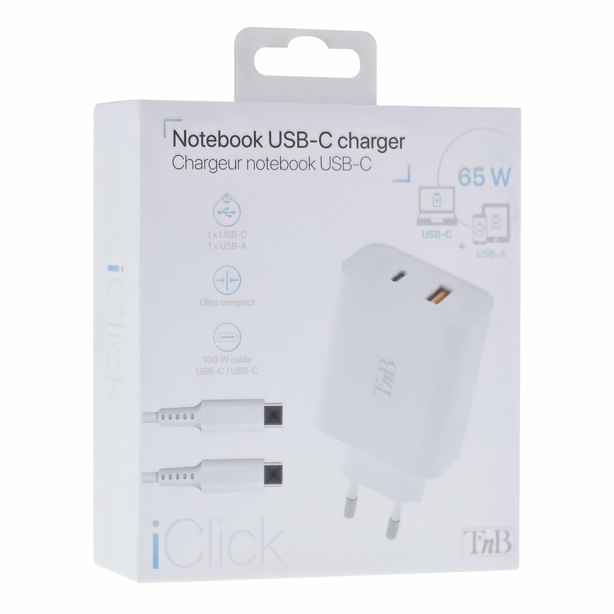 Wall Charger + USB-C Cable T’NB CHNBTINY65 65 W