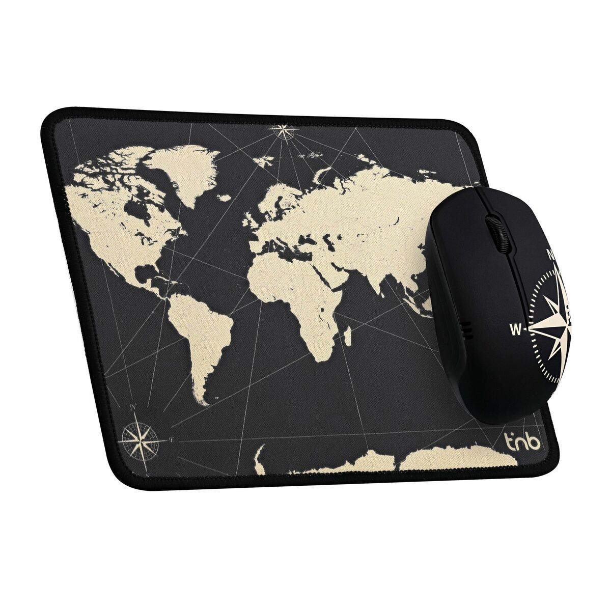 Gaming Mouse and Mat T’NB TNB TRAVEL Black World Map