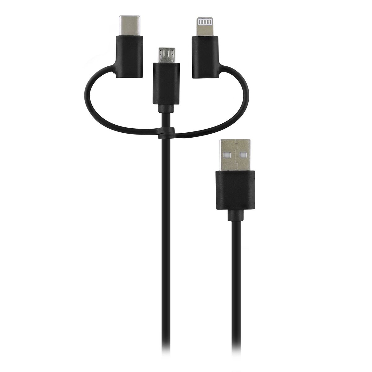 USB Cable to Micro USB, USB-C and Lightning T’NB Way Black 1 m