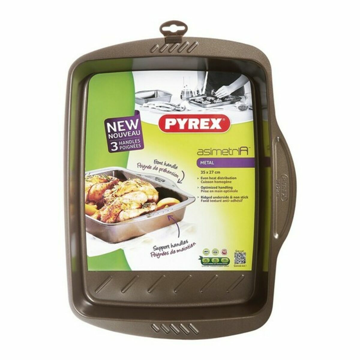Non-Stick oven Tray Pyrex Brown Black Metal Steel Non-Stick oven Tray Pyrex Brown Black Metal Steel
