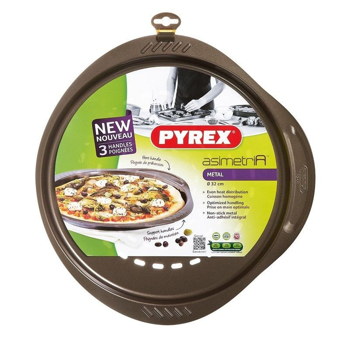 Pizza Mould Pyrex Brown Black Metal