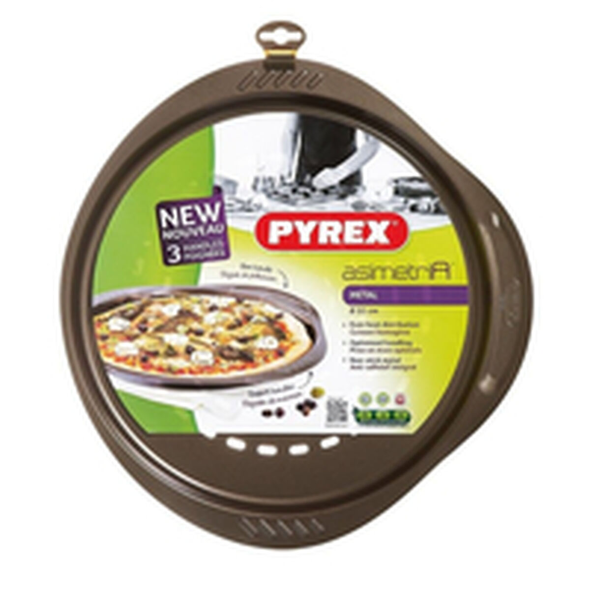 Pizza Mould Pyrex Brown Black Metal