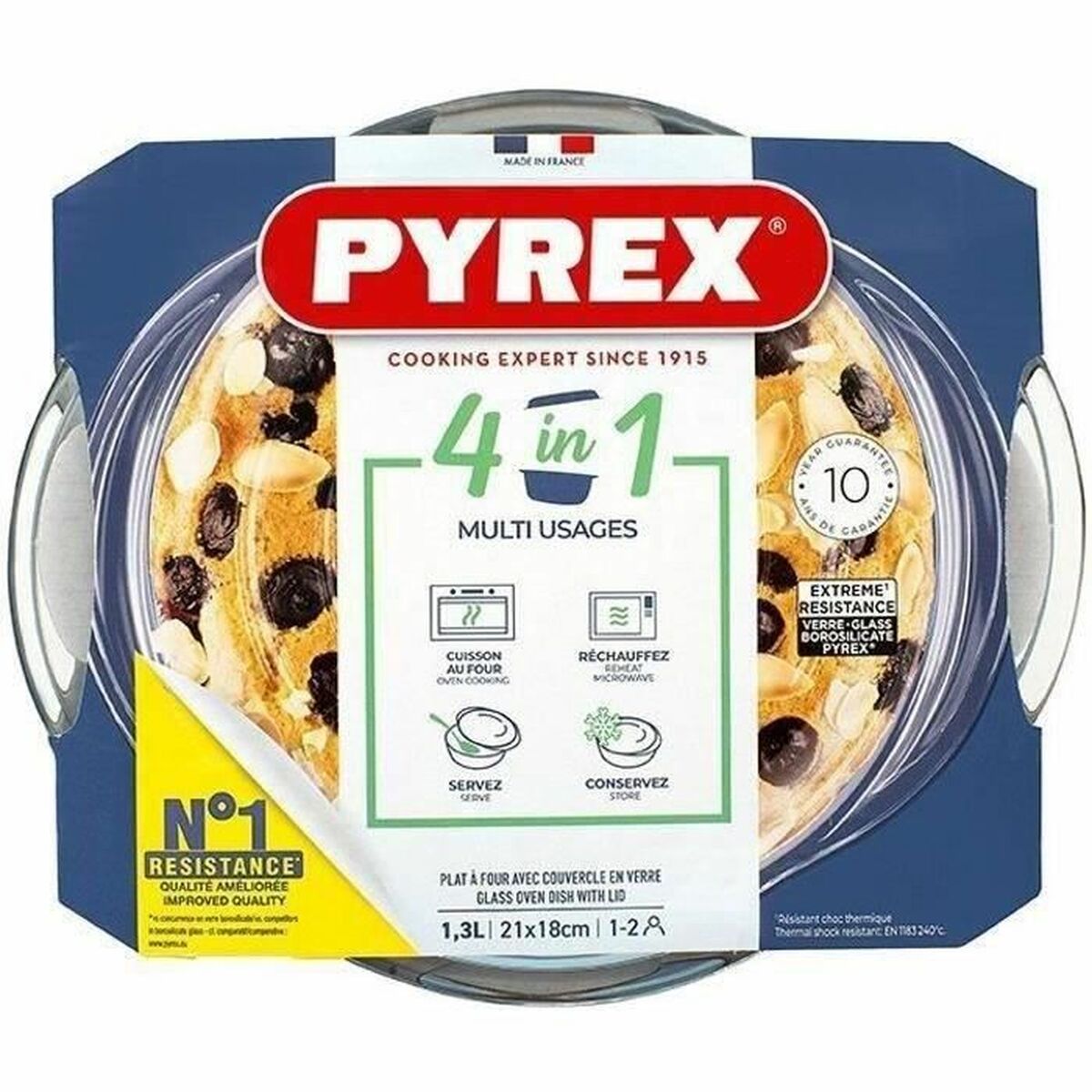 Casserole with lid Pyrex 1,4 L White Transparent