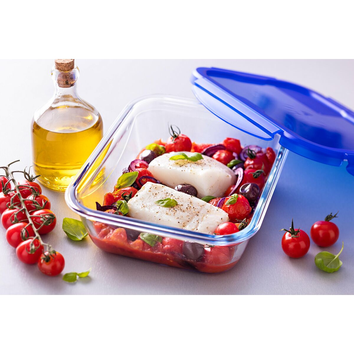 Food Preservation Container Pyrex Blue Transparent Rectangular 800 ml