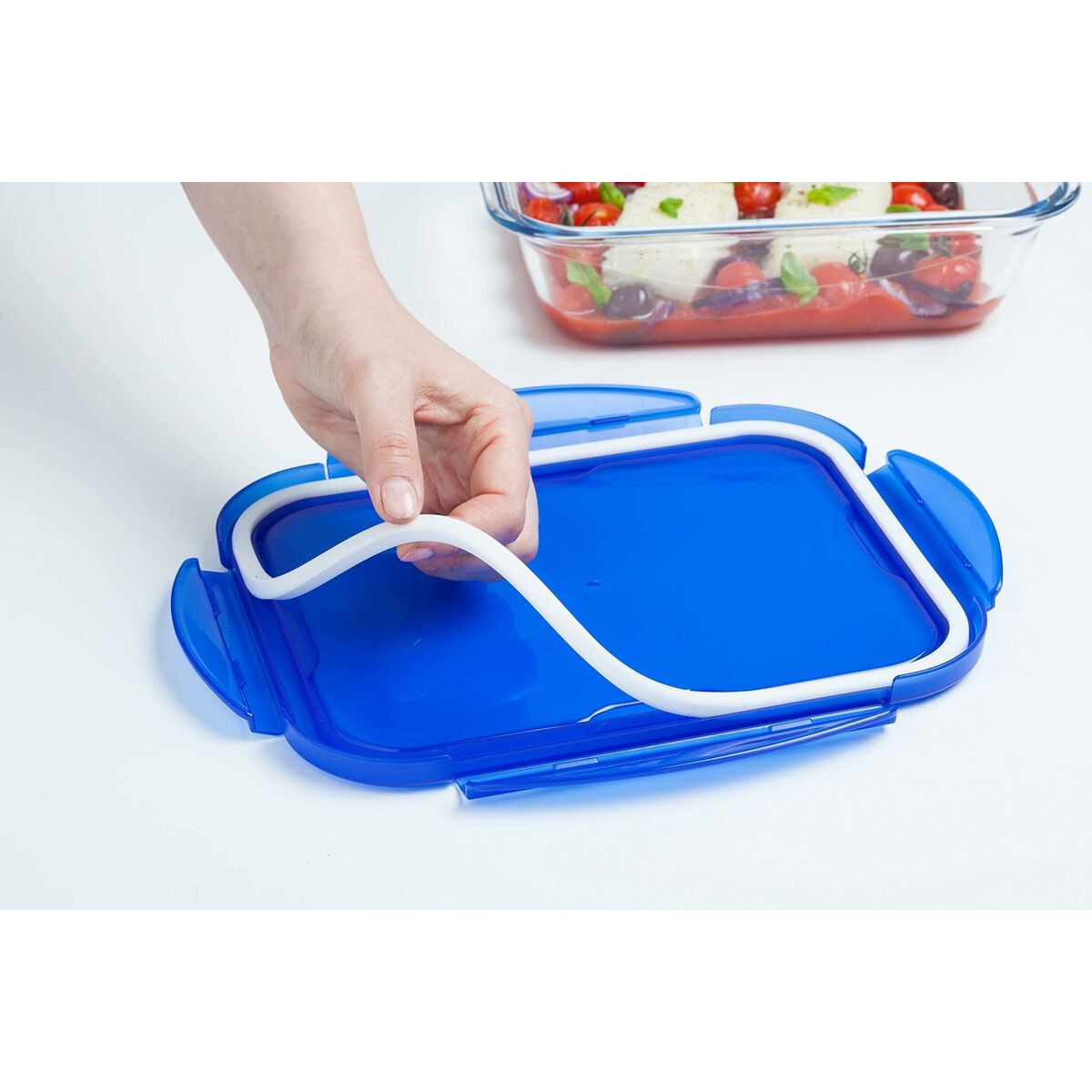 Food Preservation Container Pyrex Blue Transparent Rectangular