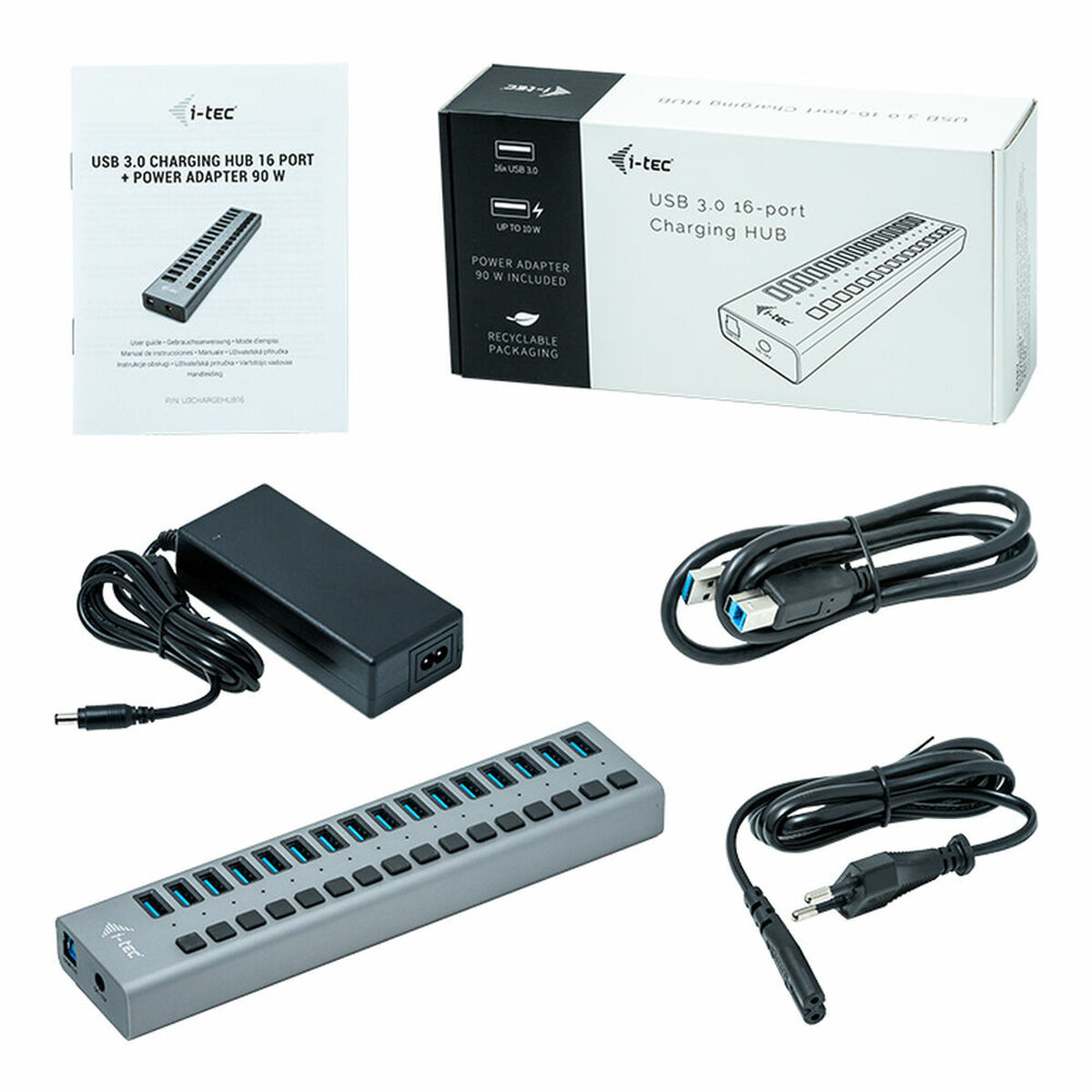 USB Hub i-Tec U3CHARGEHUB16 Grey 90 W USB Hub i-Tec U3CHARGEHUB16 Grey 90 W