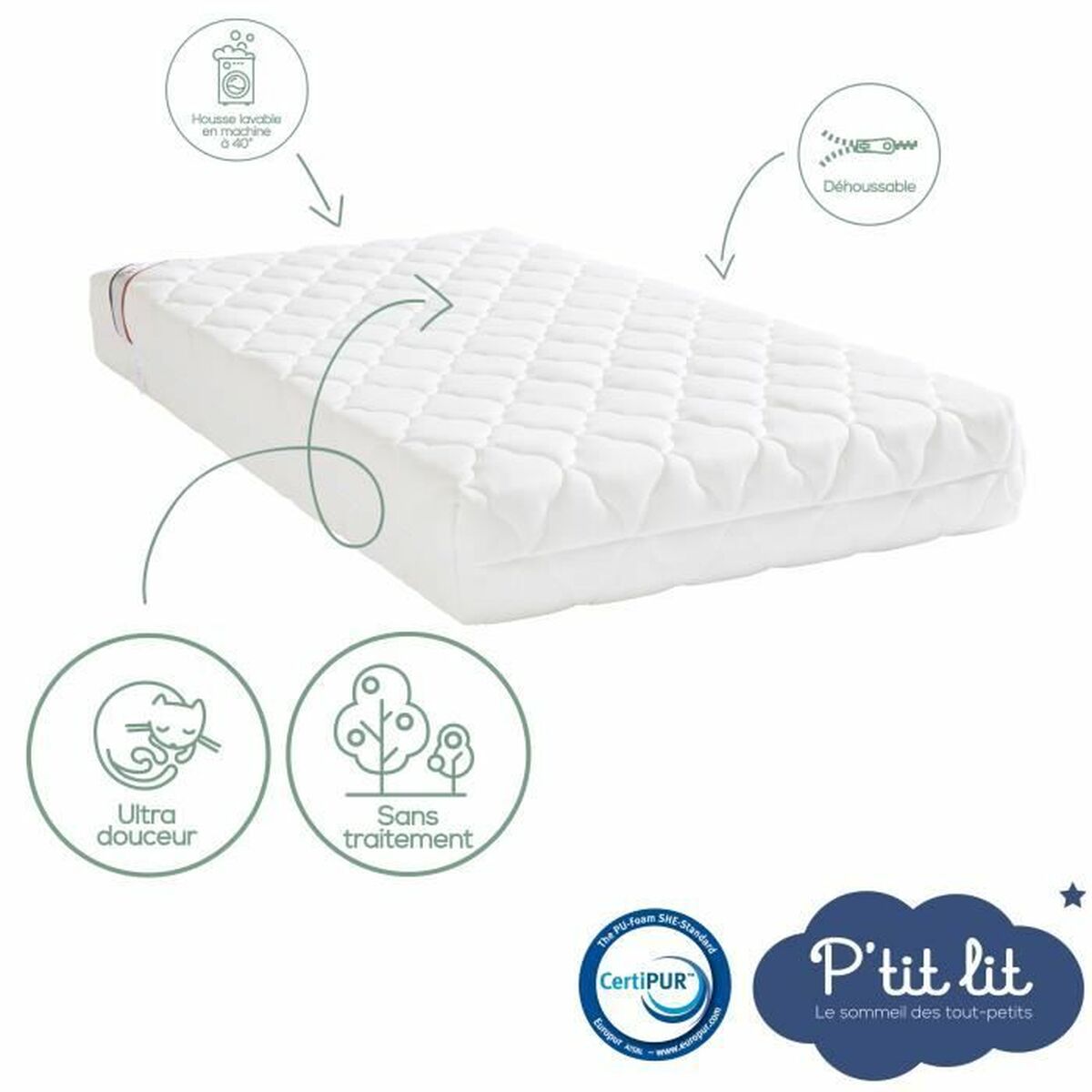 Cot mattress P’TIT LIT Bamboo