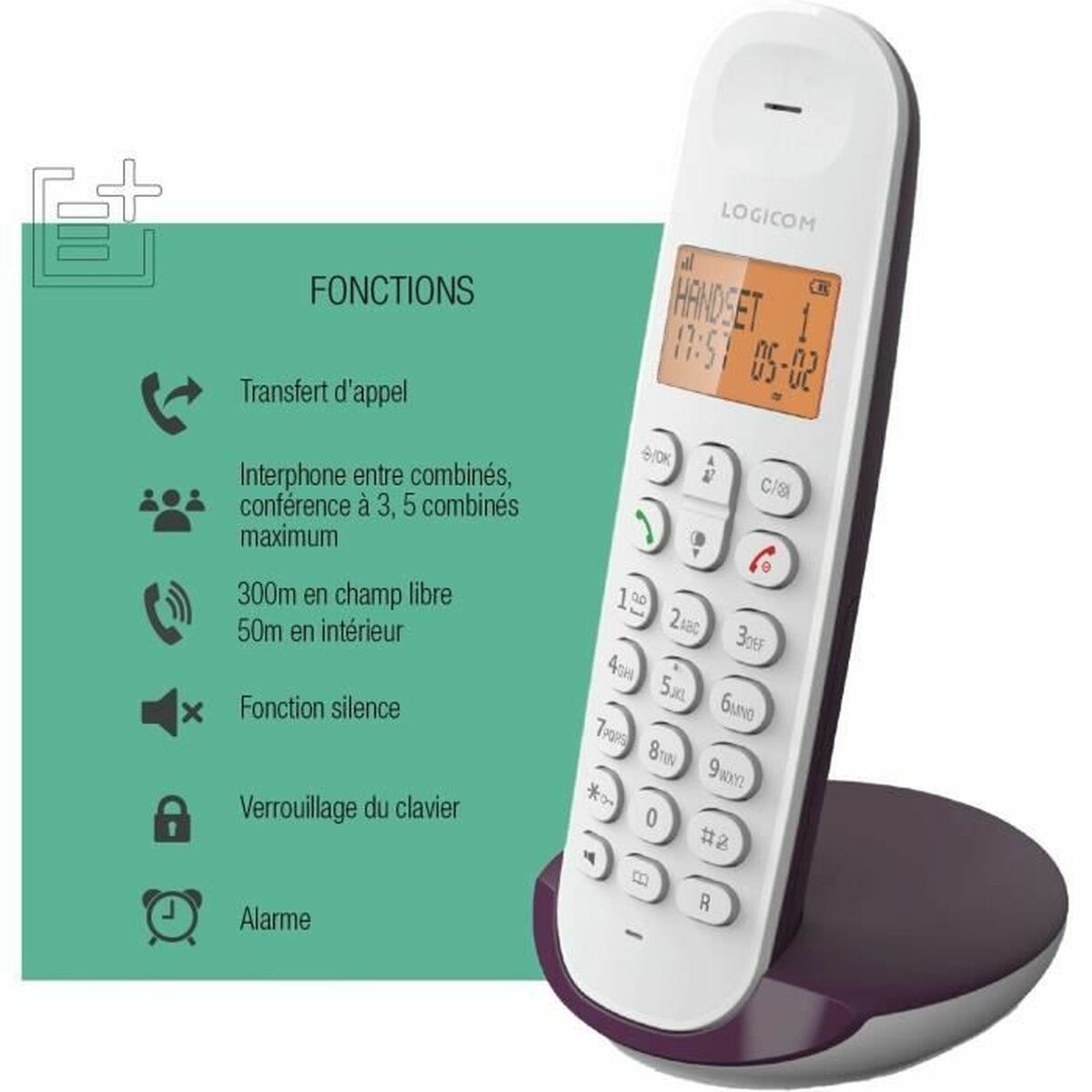 Landline Telephone Logicom DECT ILOA 150 SOLO Aubergine Landline Telephone Logicom DECT ILOA 150 SOLO Aubergine
