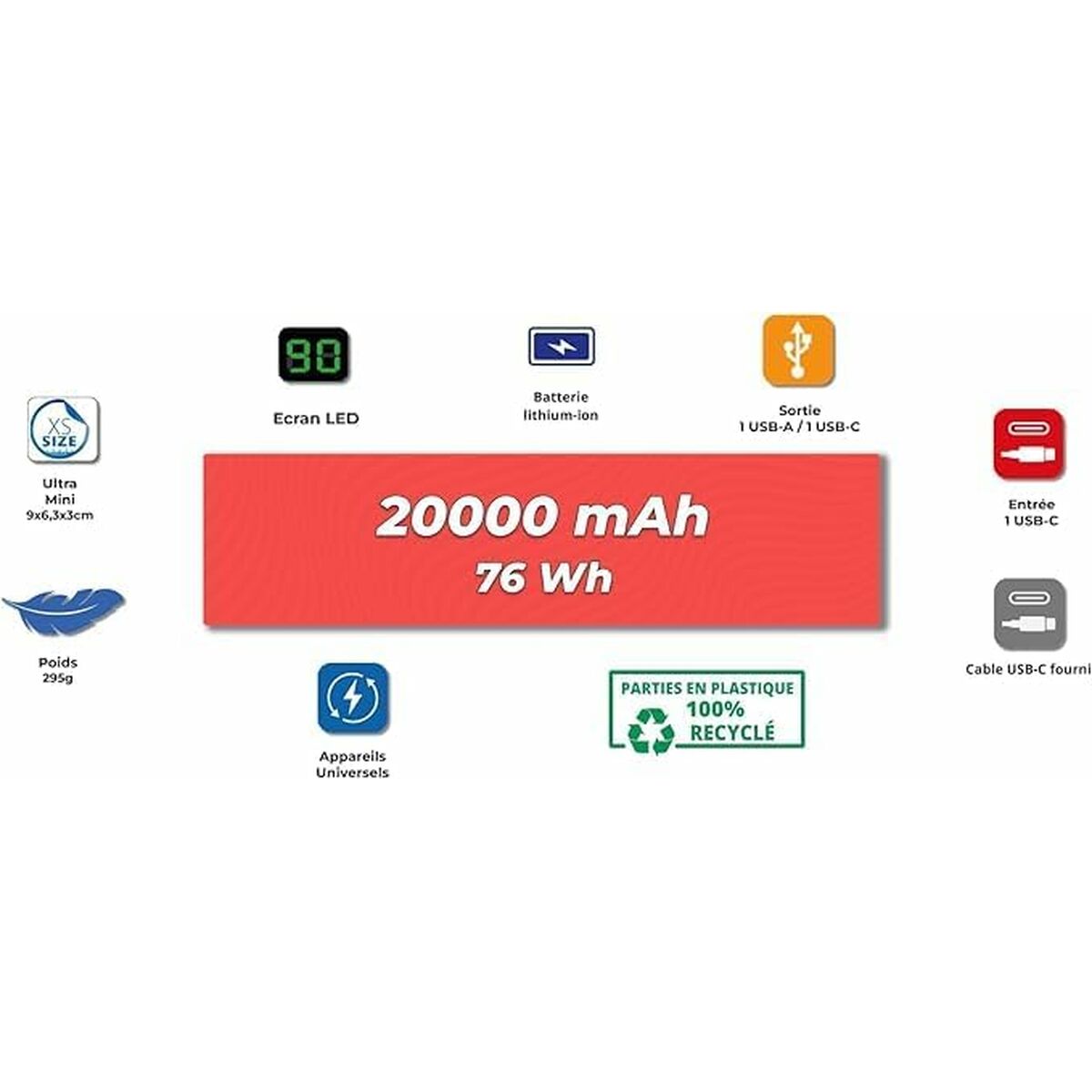 Powerbank Wonder Wonder WX20 Silver 20000 mAh