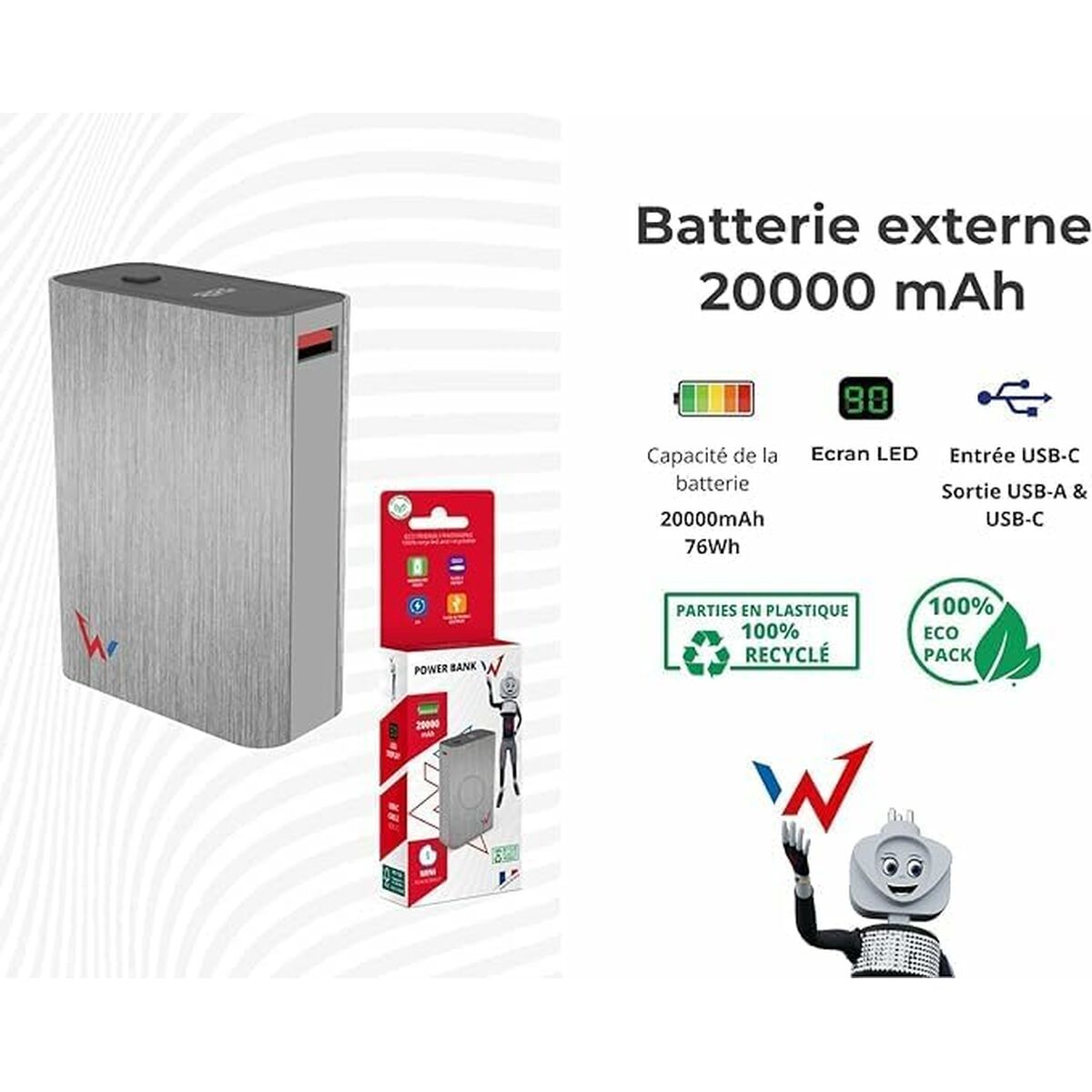 Powerbank Wonder Wonder WX20 Silver 20000 mAh