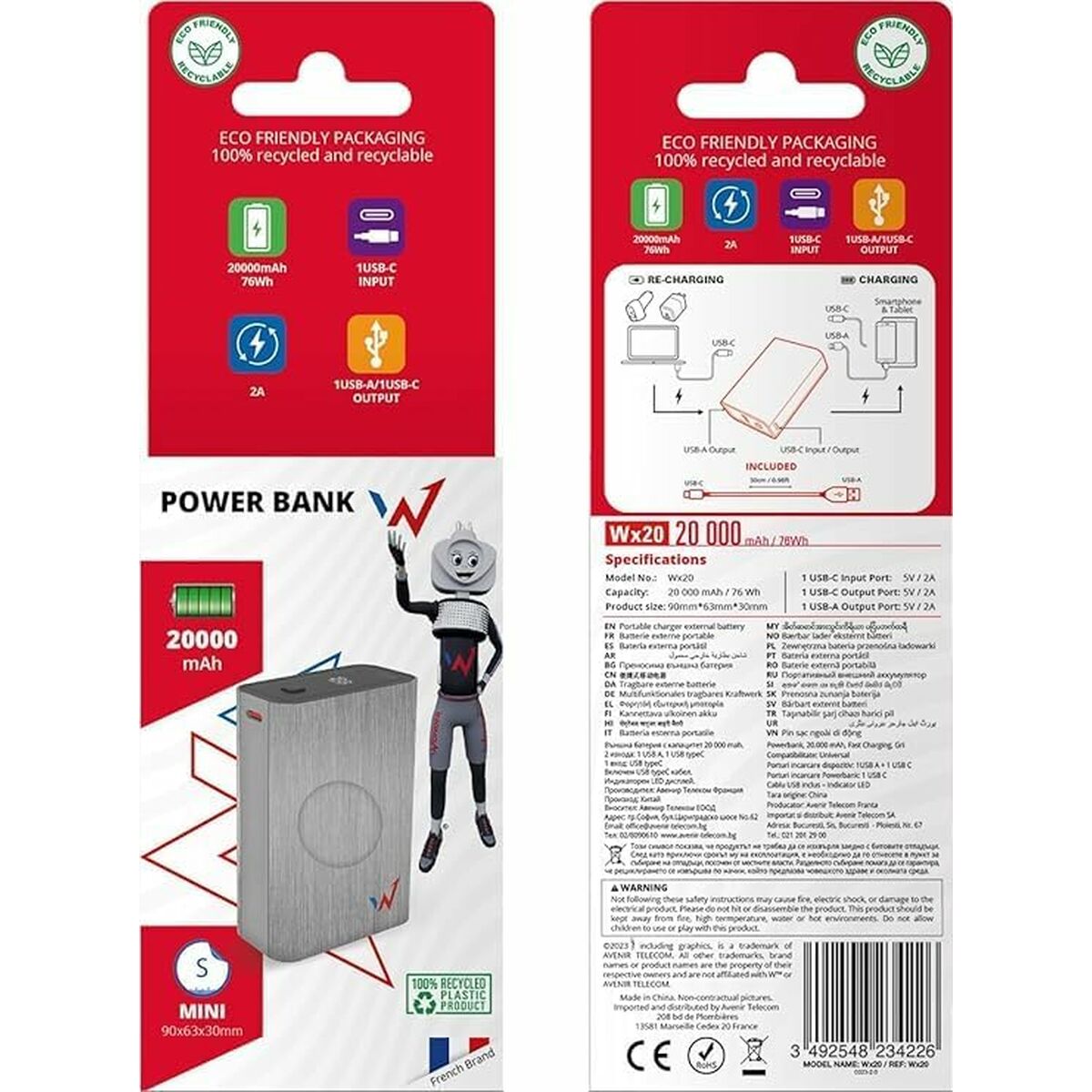 Powerbank Wonder Wonder WX20 Silver 20000 mAh