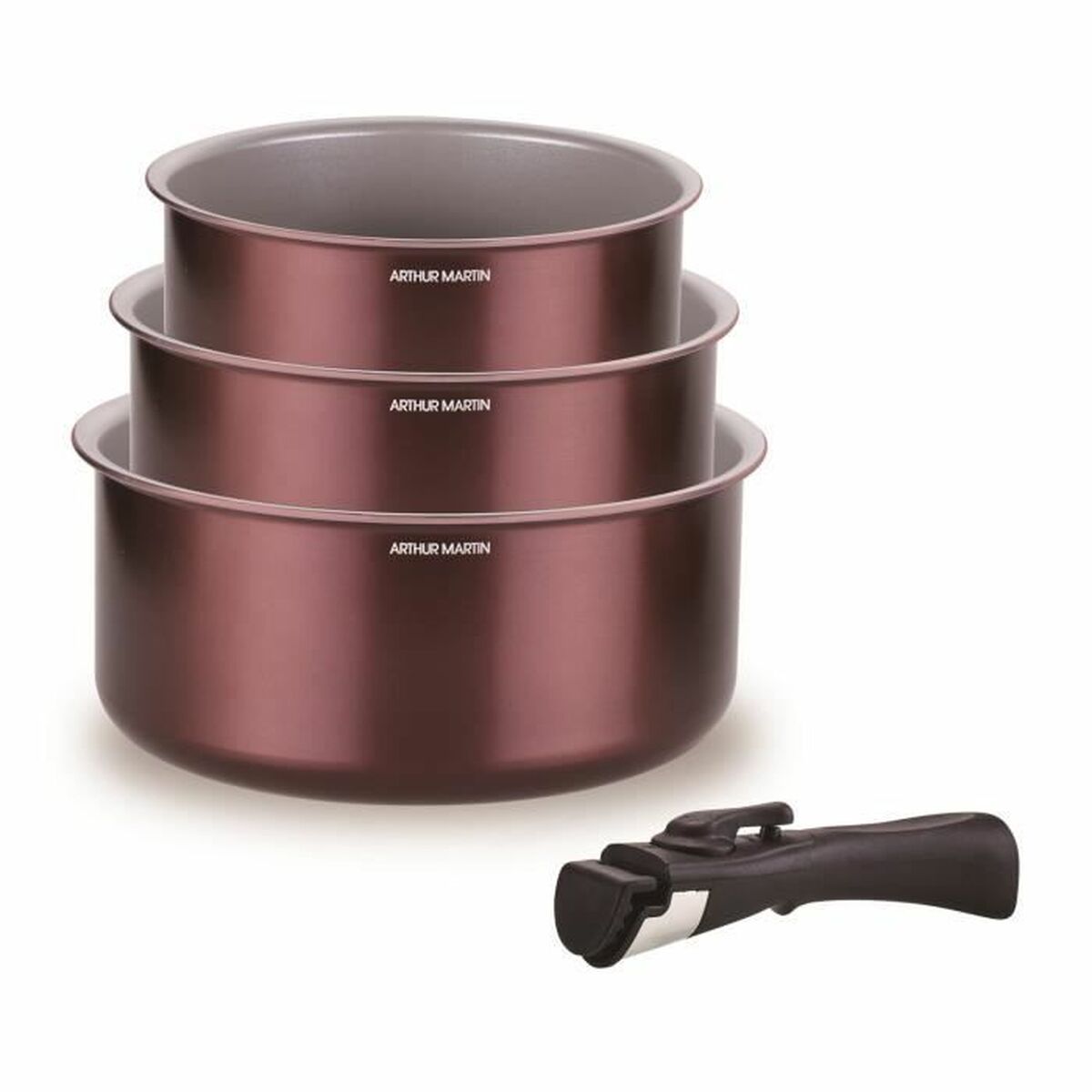 Saucepans Arthur Martin Prune Aluminium Ø 18 cm Ø 20 cm Ø 16 cm 4 Pieces (3 Units)