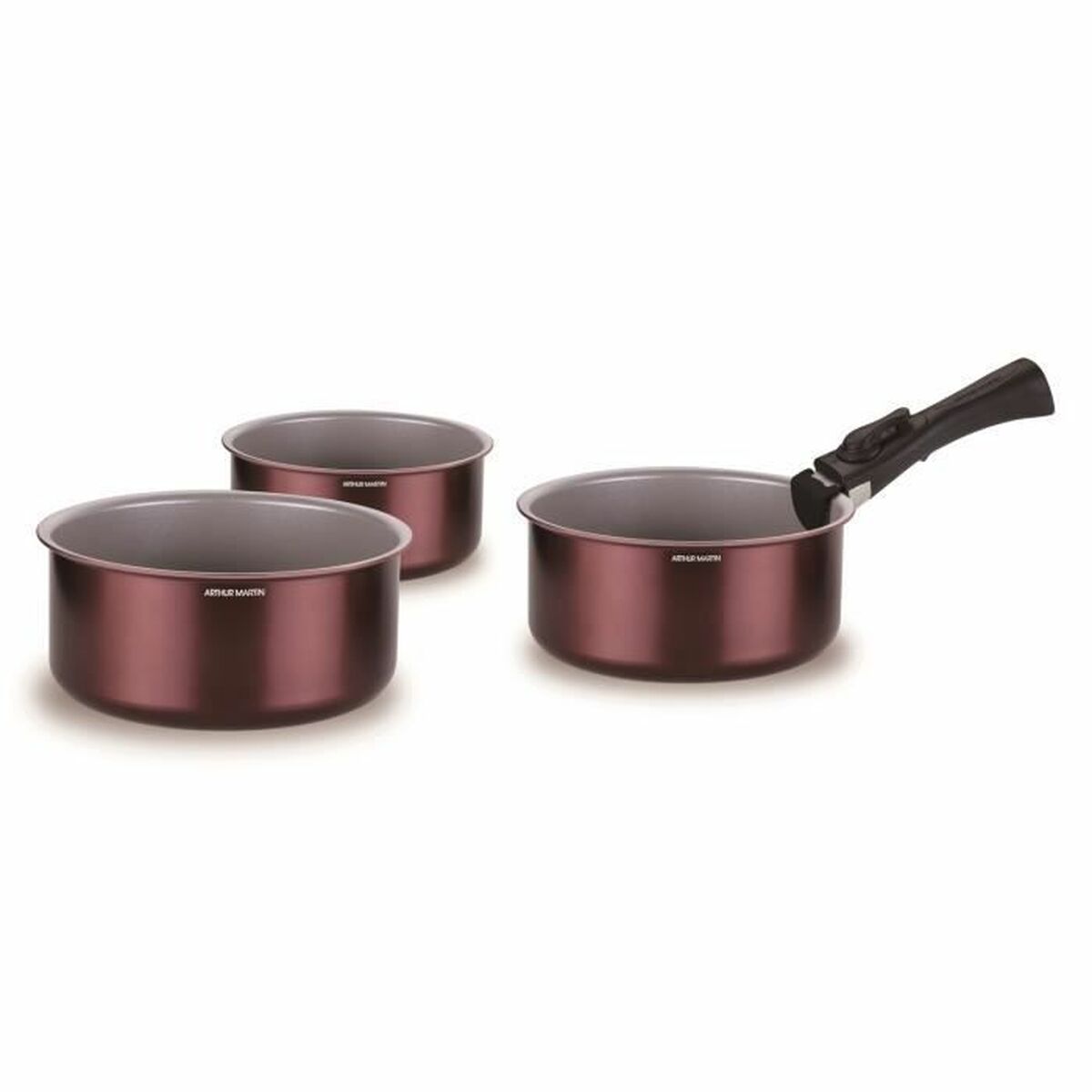 Saucepans Arthur Martin Prune Aluminium Ø 18 cm Ø 20 cm Ø 16 cm 4 Pieces (3 Units)