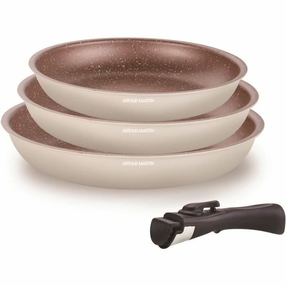 Set of Frying Pans Arthur Martin Cream Aluminium Ø 24 cm Ø 20 cm Ø 28 cm (3 Units)