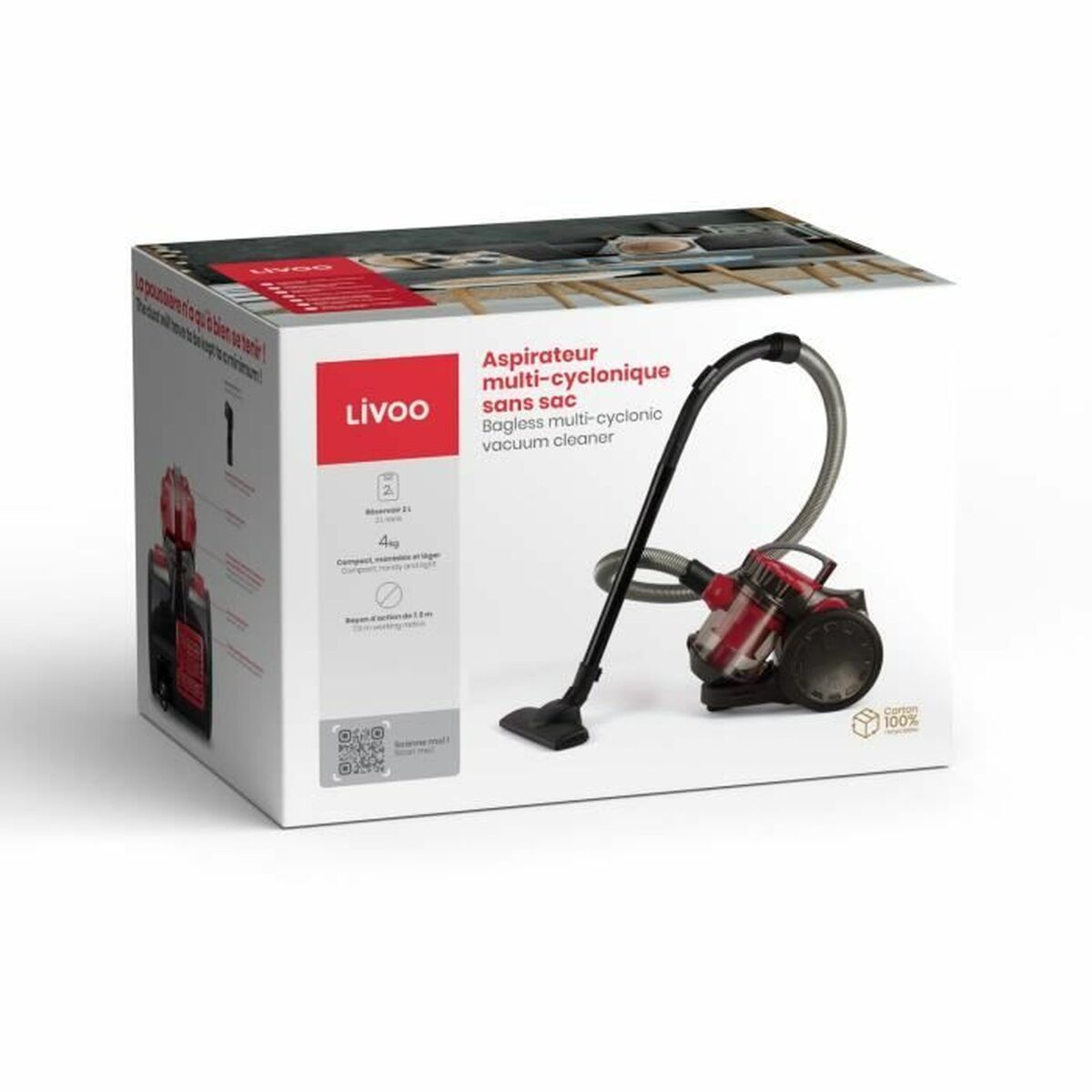 vacuum cleaner Livoo DOH105R Black Red 700 W