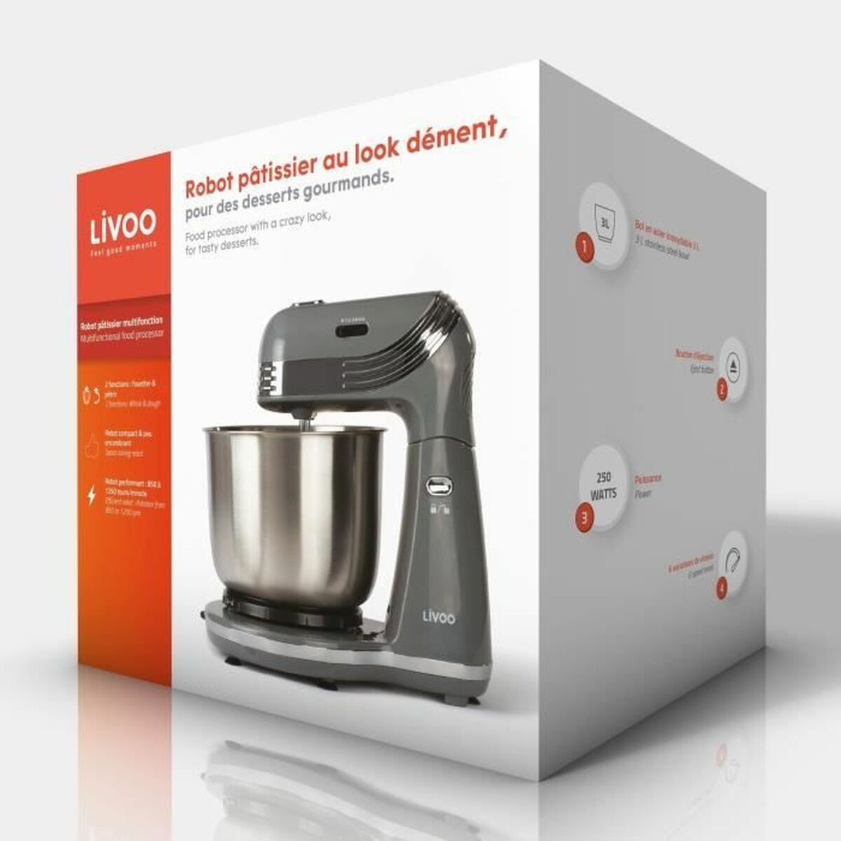 Food Processor Livoo DOP137G Grey 1000 W 3 L