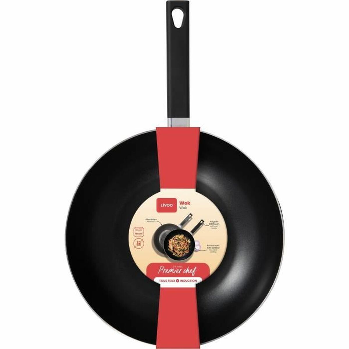 Wok Pan Livoo Black Aluminium Ø 32 cm