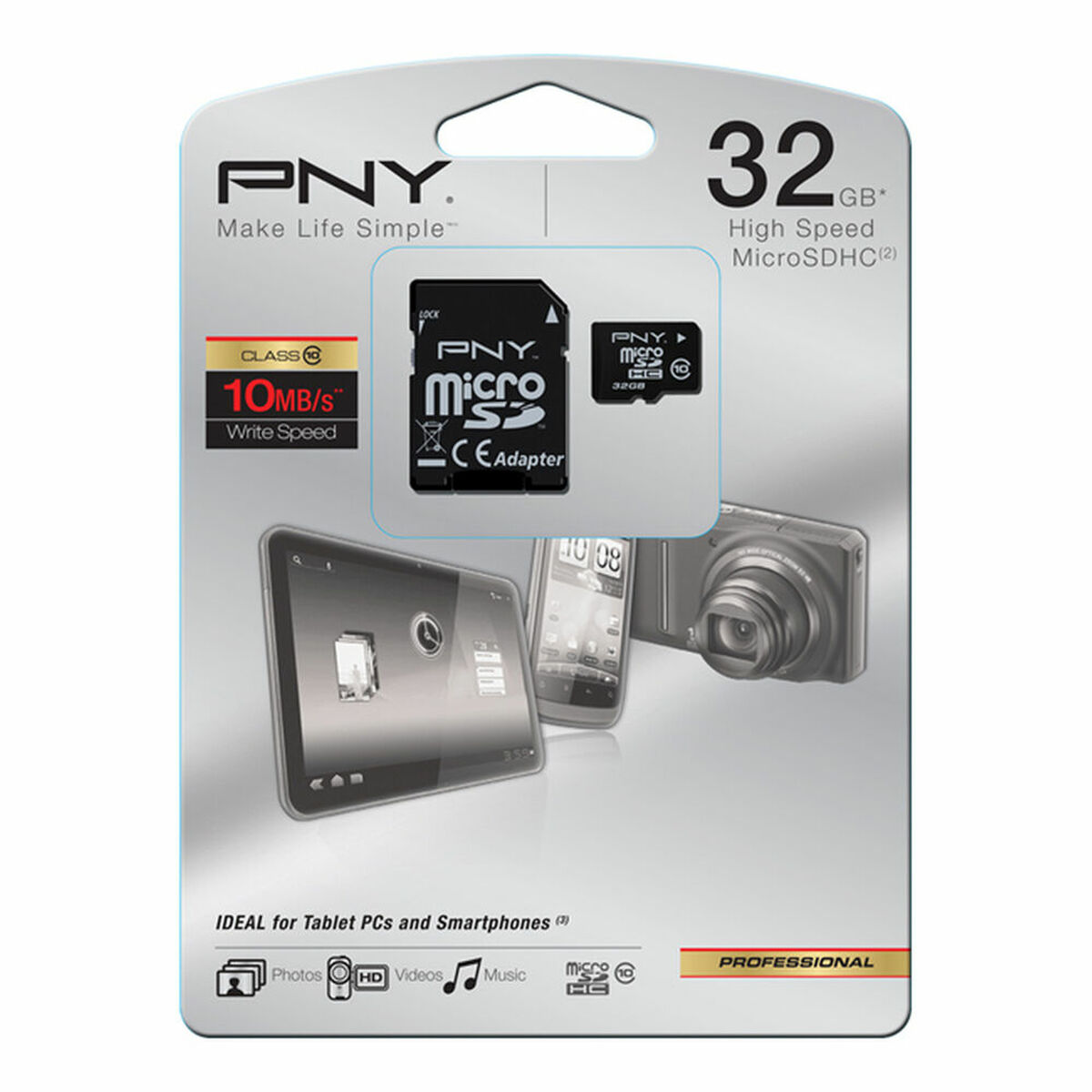 Micro SD Memory Card with Adaptor PNY ?SDU32GBHC10HP-EF Class 10 32 GB